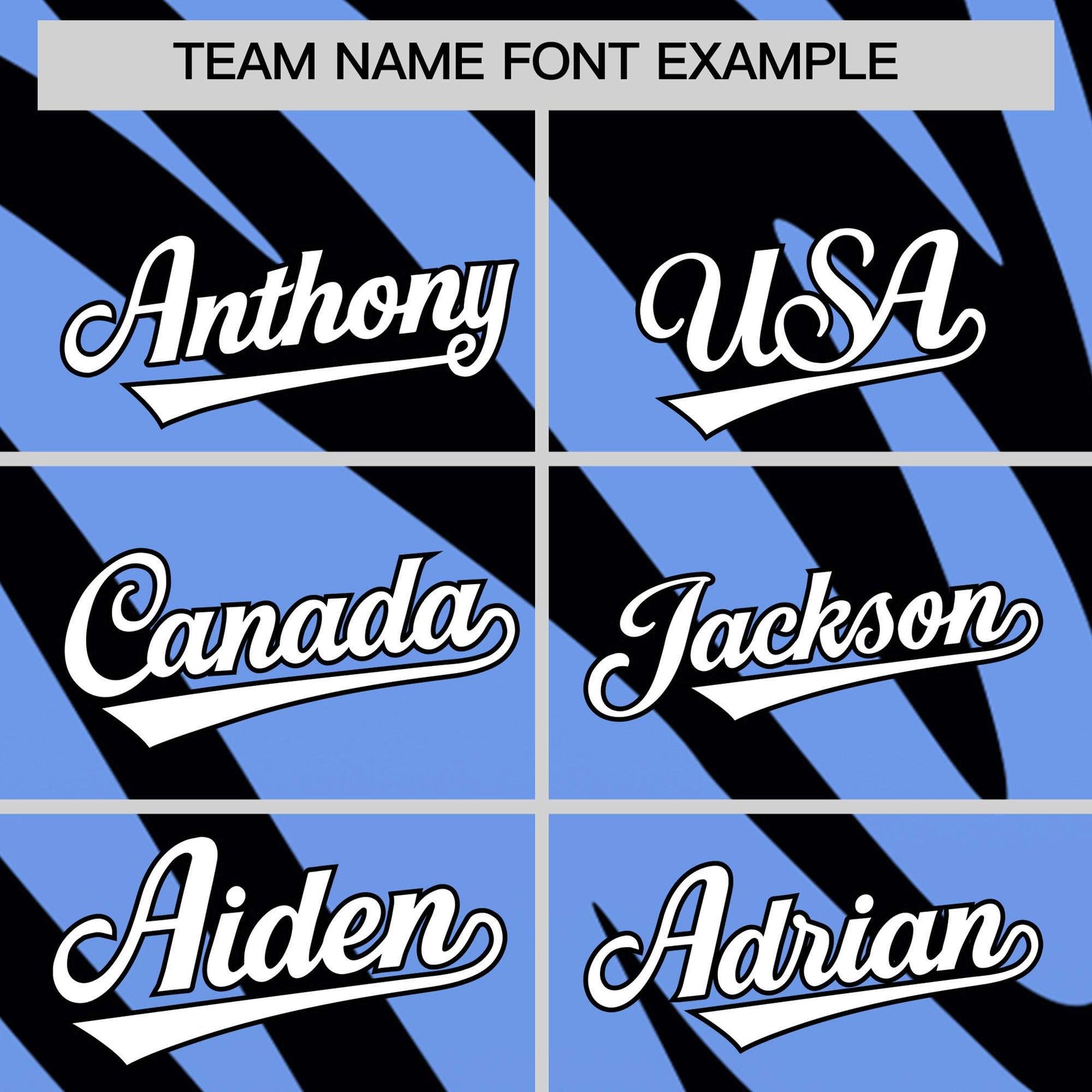 Custom Light Blue Black Tiger Stripe Gradient Animal Print Personalized Team Shirt Baseball Jersey