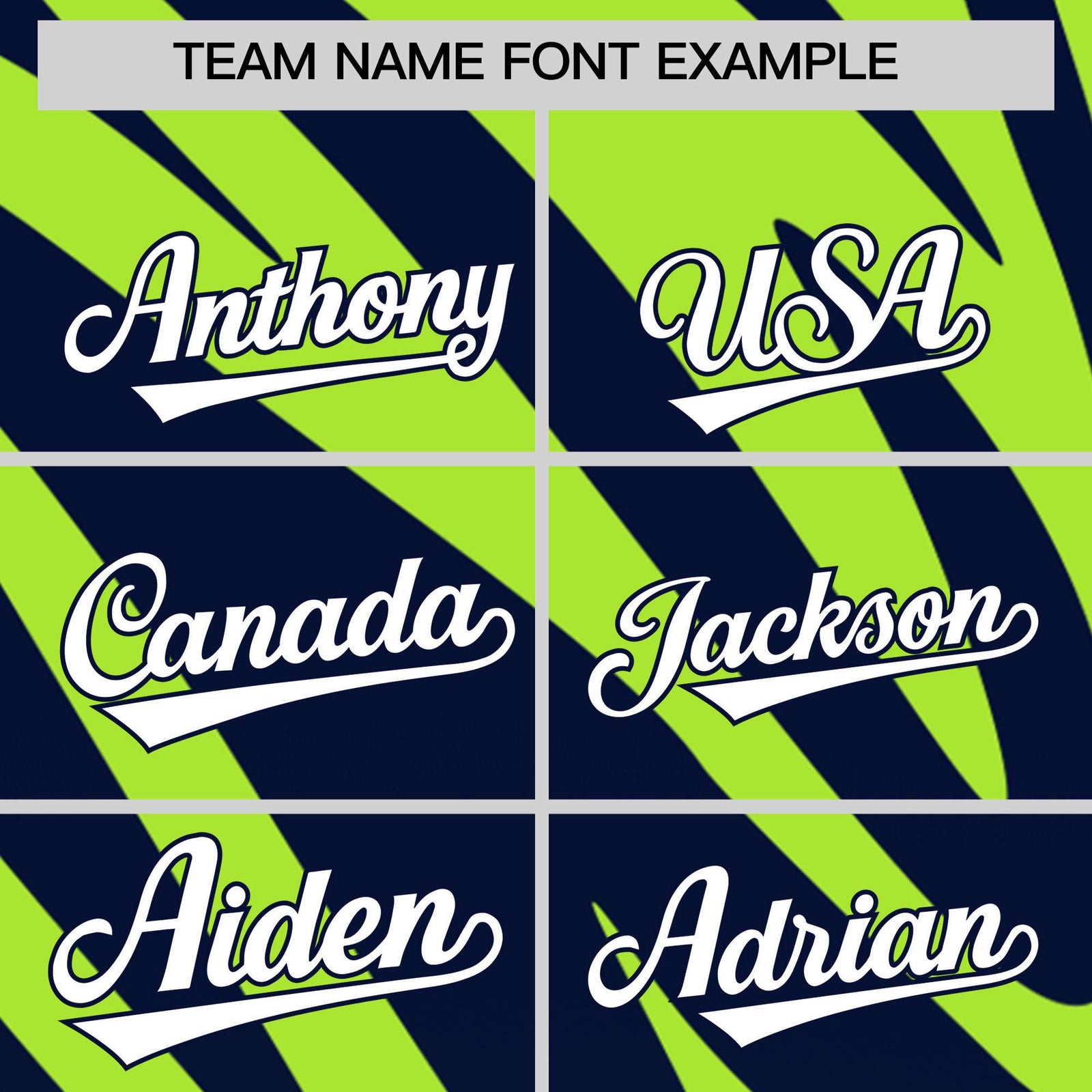 Custom Neon Green Navy Tiger Stripe Gradient Animal Print Personalized Team Shirt Baseball Jersey
