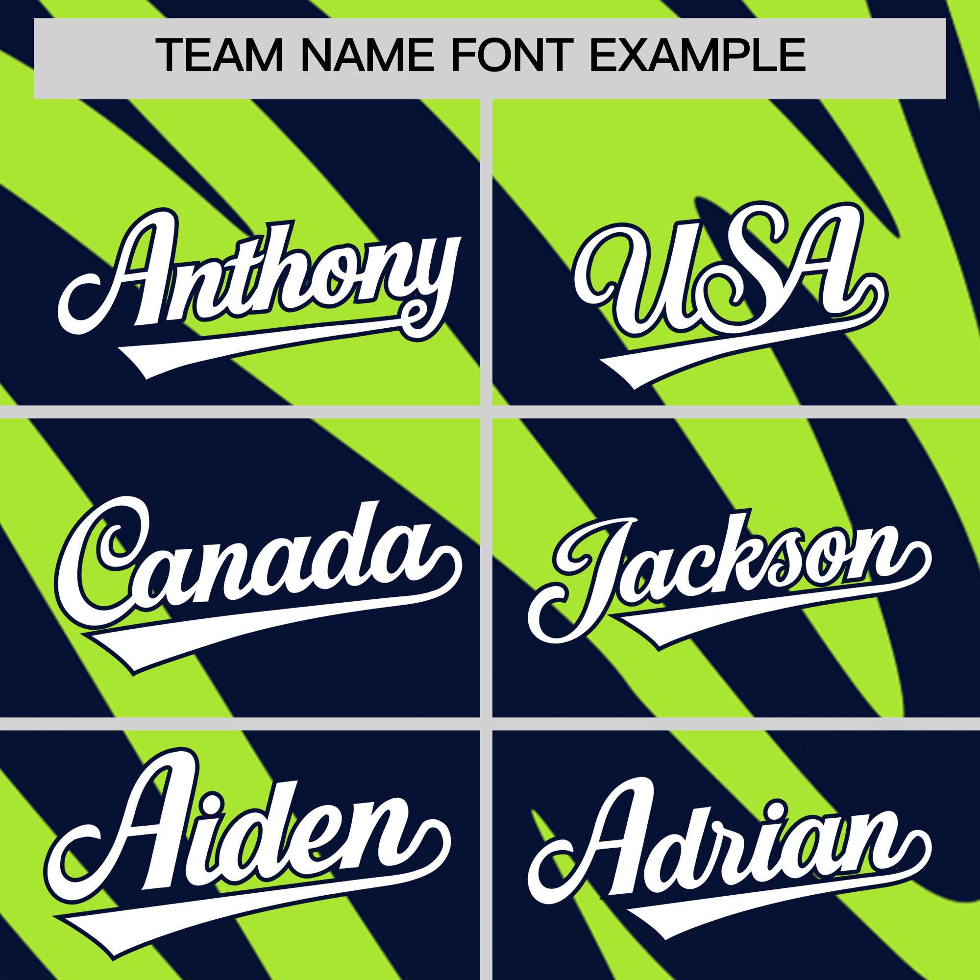 Custom Neon Green Navy Tiger Stripe Gradient Animal Print Personalized Team Shirt Baseball Jersey