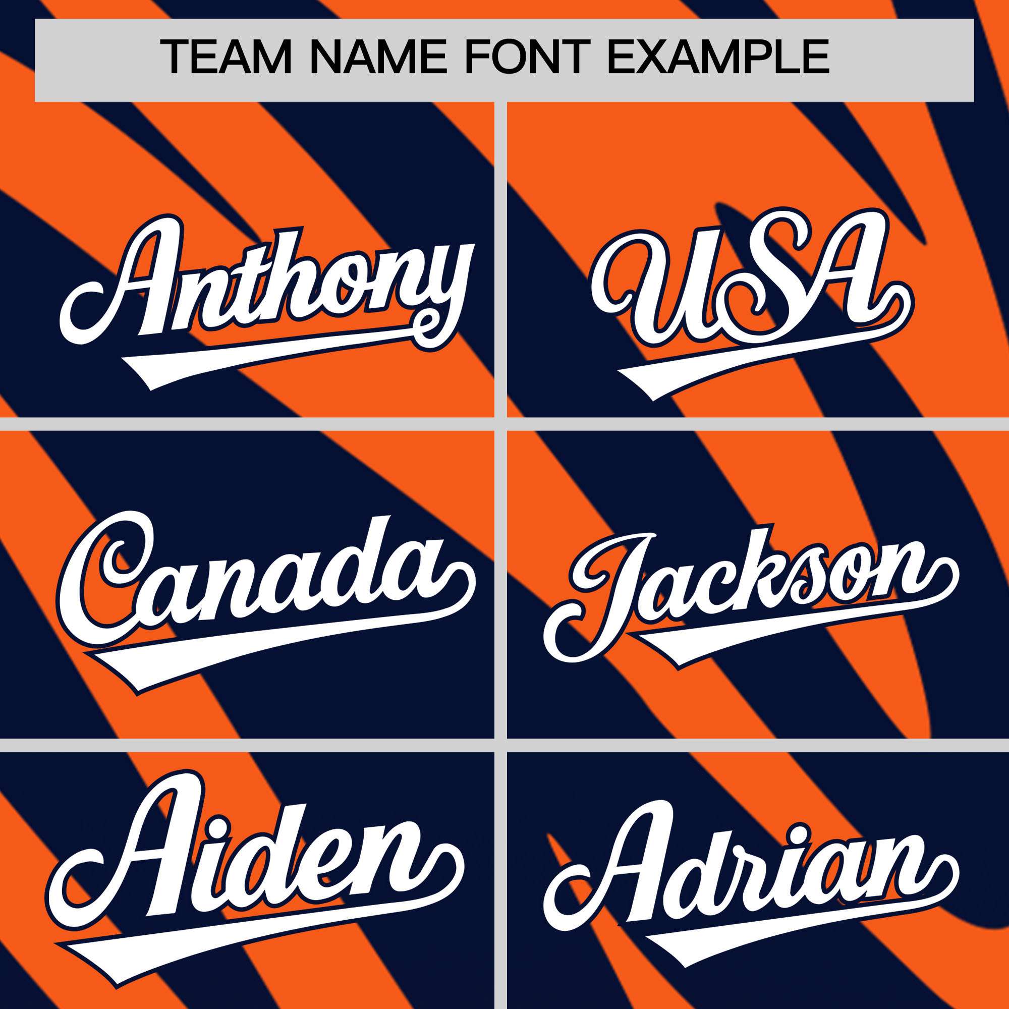 Custom Navy Orange Tiger Stripe Gradient Animal Print Personalized Team Shirt Baseball Jersey