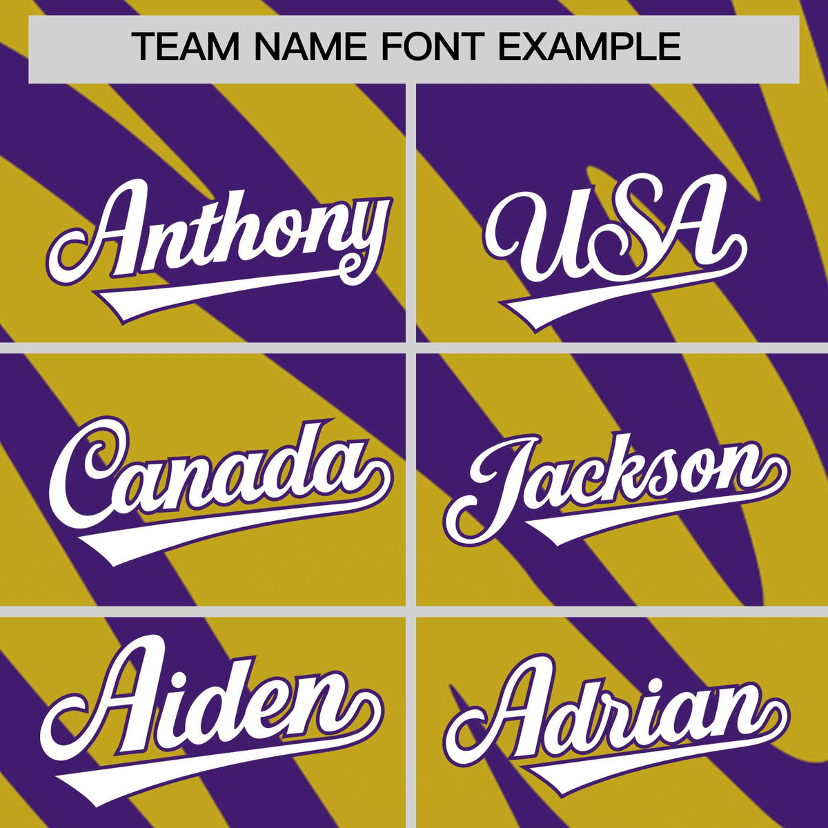 Custom Purple Old Gold Tiger Stripe Gradient Animal Print Personalized Team Shirt Baseball Jersey