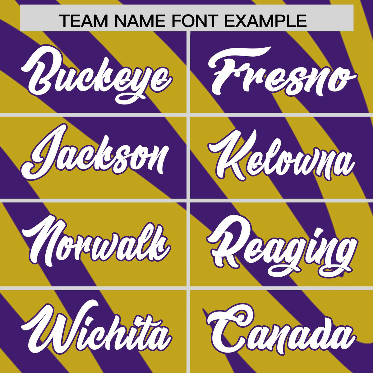 Custom Purple Old Gold Tiger Stripe Gradient Animal Print Personalized Team Shirt Baseball Jersey