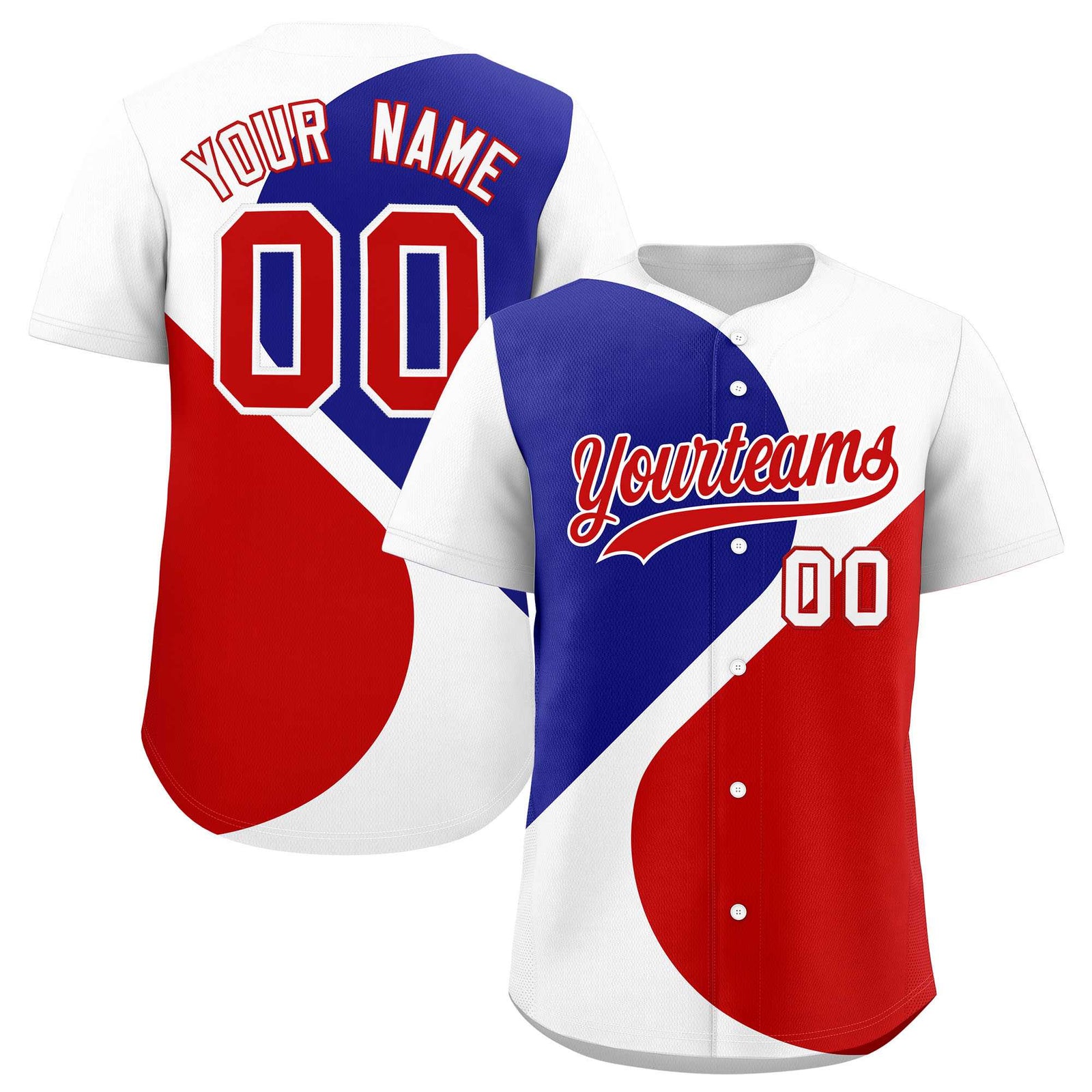 Custom White Royal-Red Color Block Personalized Half Heart Pattern Authentic Baseball Jersey