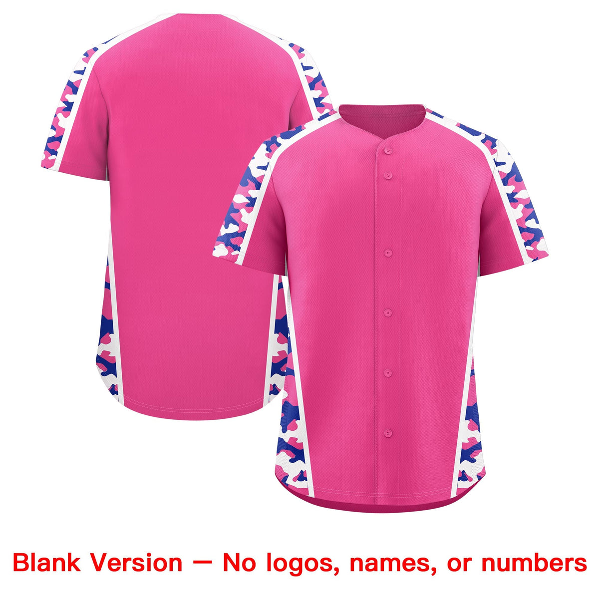 Custom Pink Royal Blue Side Camo Style Personalization Baseball Jersey| KXKSHOP
