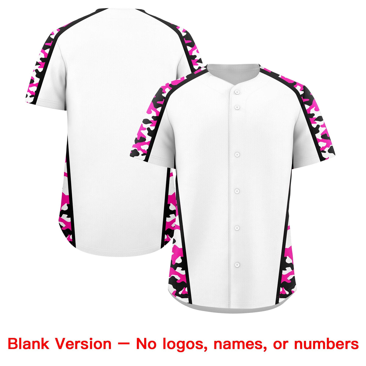 Custom White Rose Red Side Camo Style Personalization Baseball Jersey| KXKSHOP
