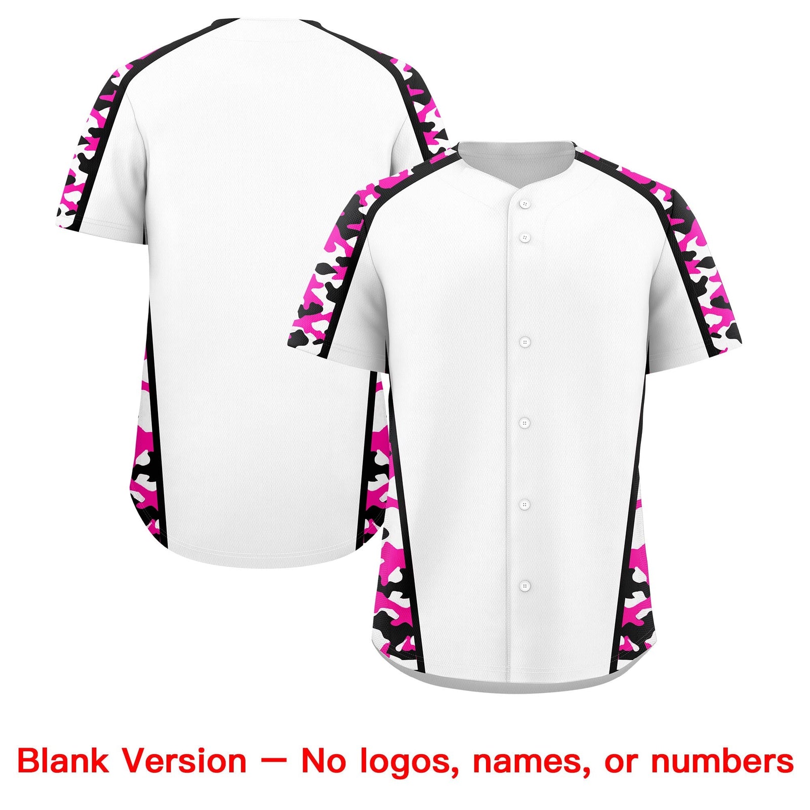 Custom White Rose Red Side Camo Style Personalization Baseball Jersey| KXKSHOP