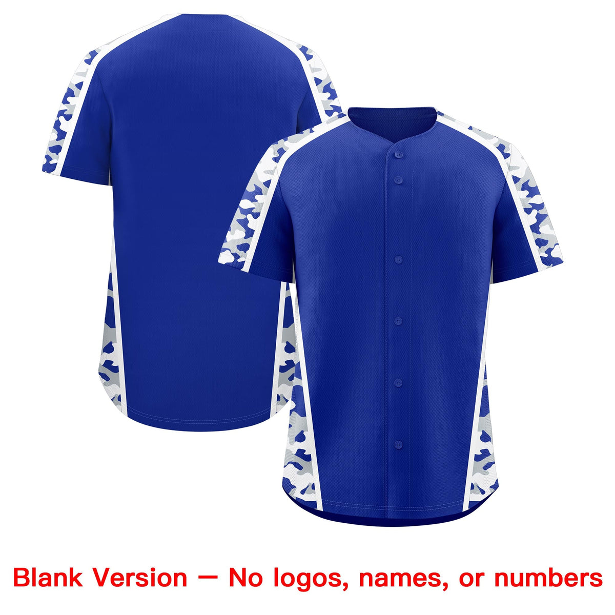 Custom Royal Blue Silver Side Camo Style Personalization Baseball Jersey| KXKSHOP