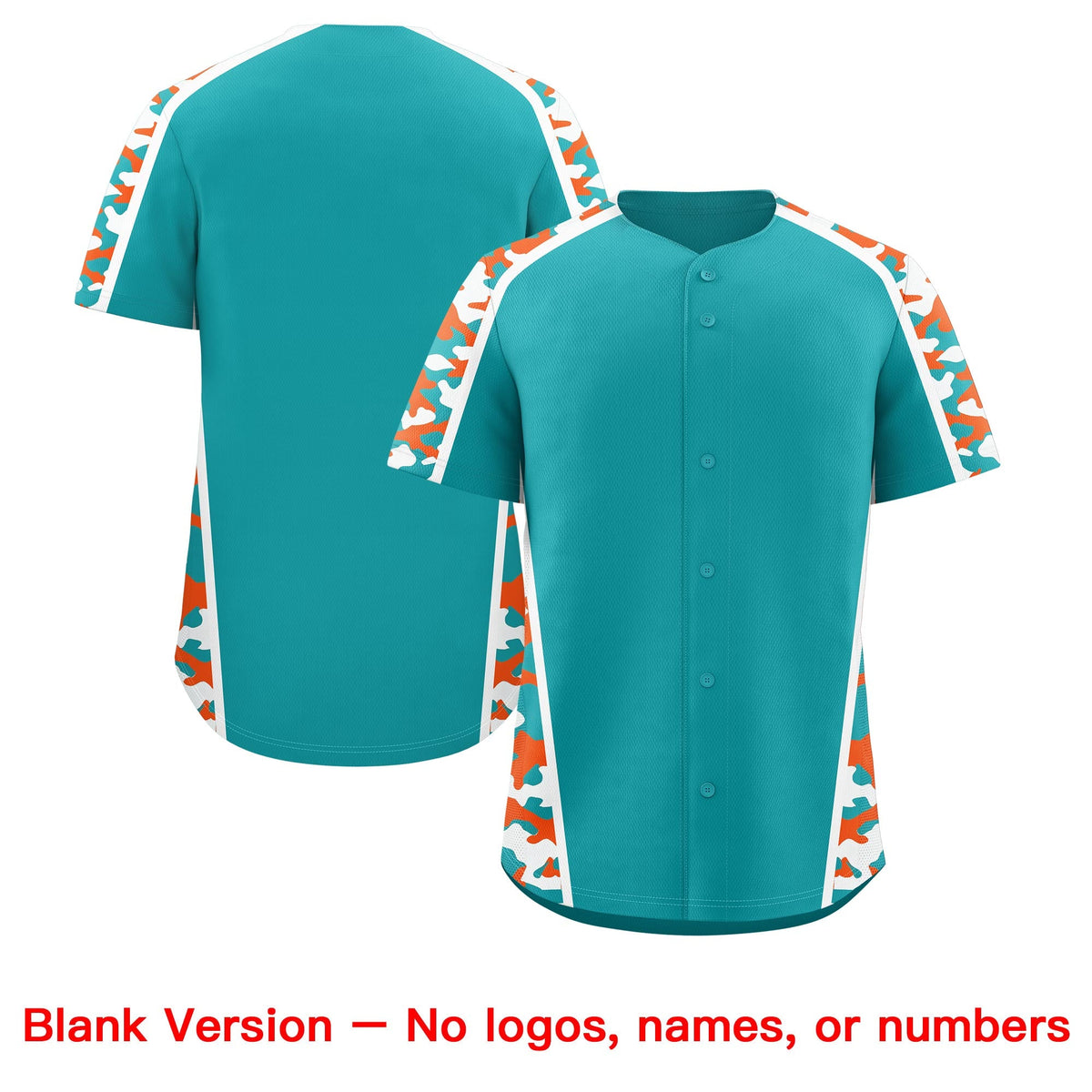 Custom Aqua Orange Side Camo Style Personalization Baseball Jersey| KXKSHOP