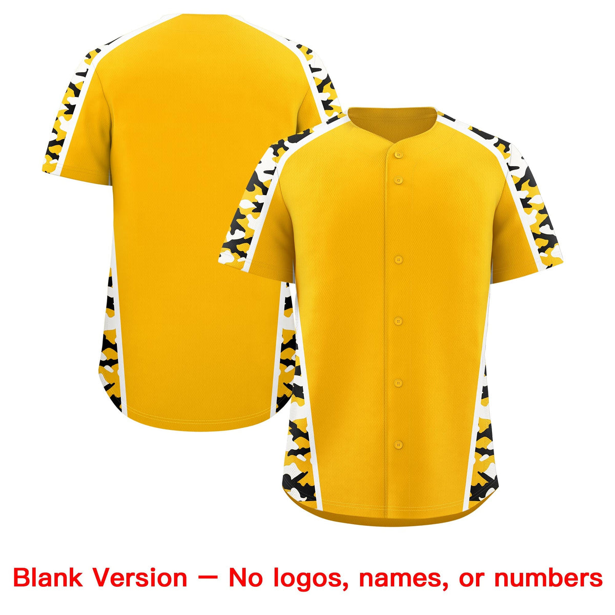 Custom Yellow Black Side Camo Style Personalization Baseball Jersey| KXKSHOP