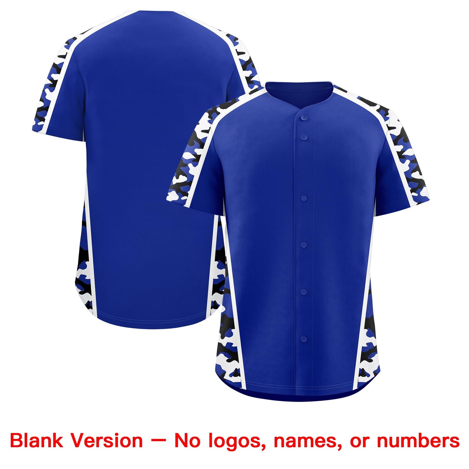 Custom Royal Blue Black Side Camo Style Personalization Baseball Jersey| KXKSHOP