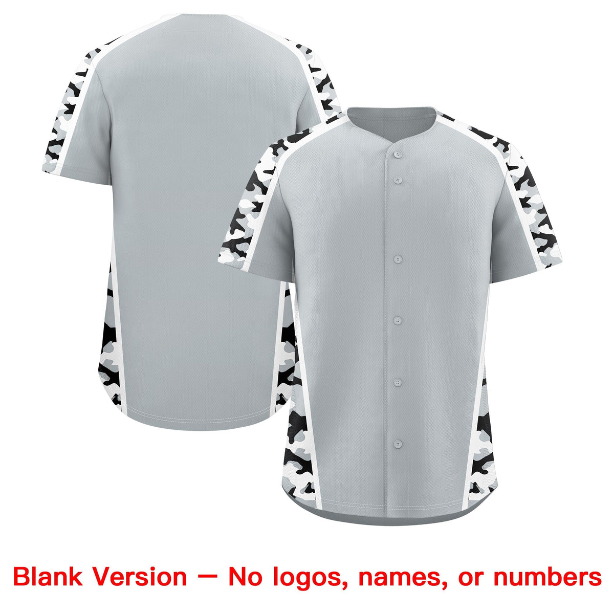 Custom Silver Black Side Camo Style Personalization Baseball Jersey| KXKSHOP