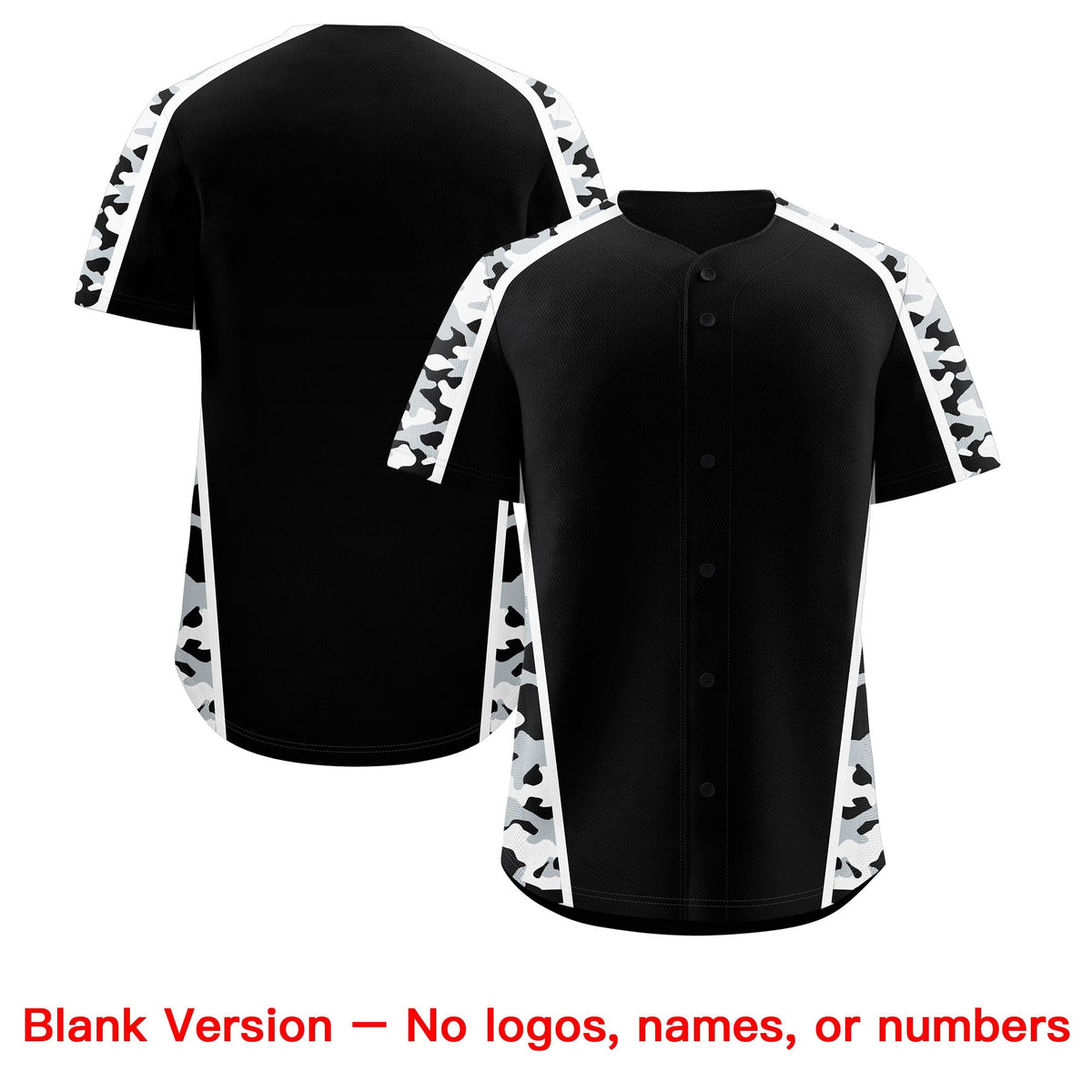 Custom Black Silver Side Camo Style Personalization Baseball Jersey| KXKSHOP