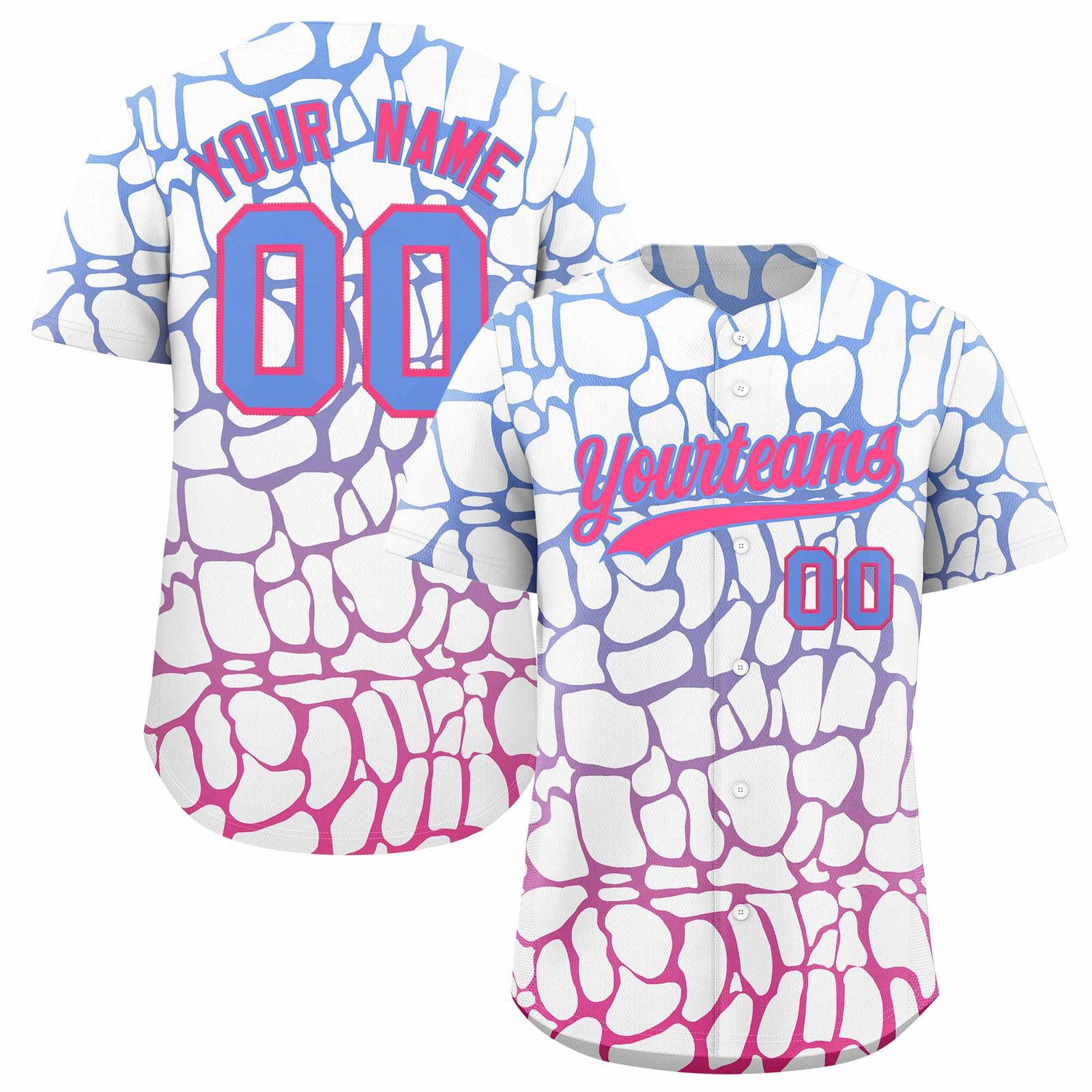 Custom Light Blue Pink Giraffe Graffiti Pattern Authentic Baseball Jersey