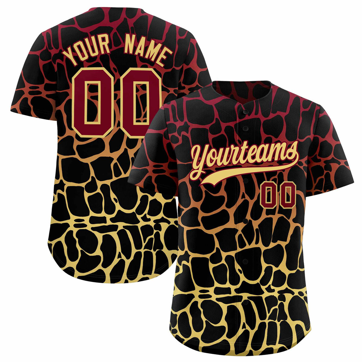 Custom Crimson Khaki Giraffe Graffiti Pattern Authentic Baseball Jersey