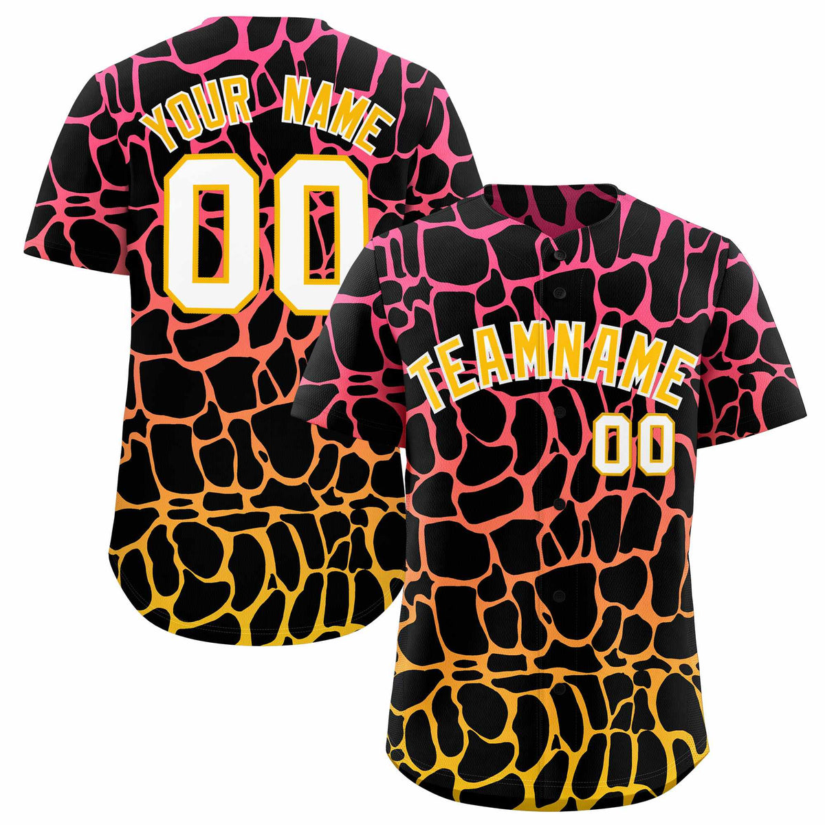 Custom Pink Gold Giraffe Graffiti Pattern Authentic Baseball Jersey