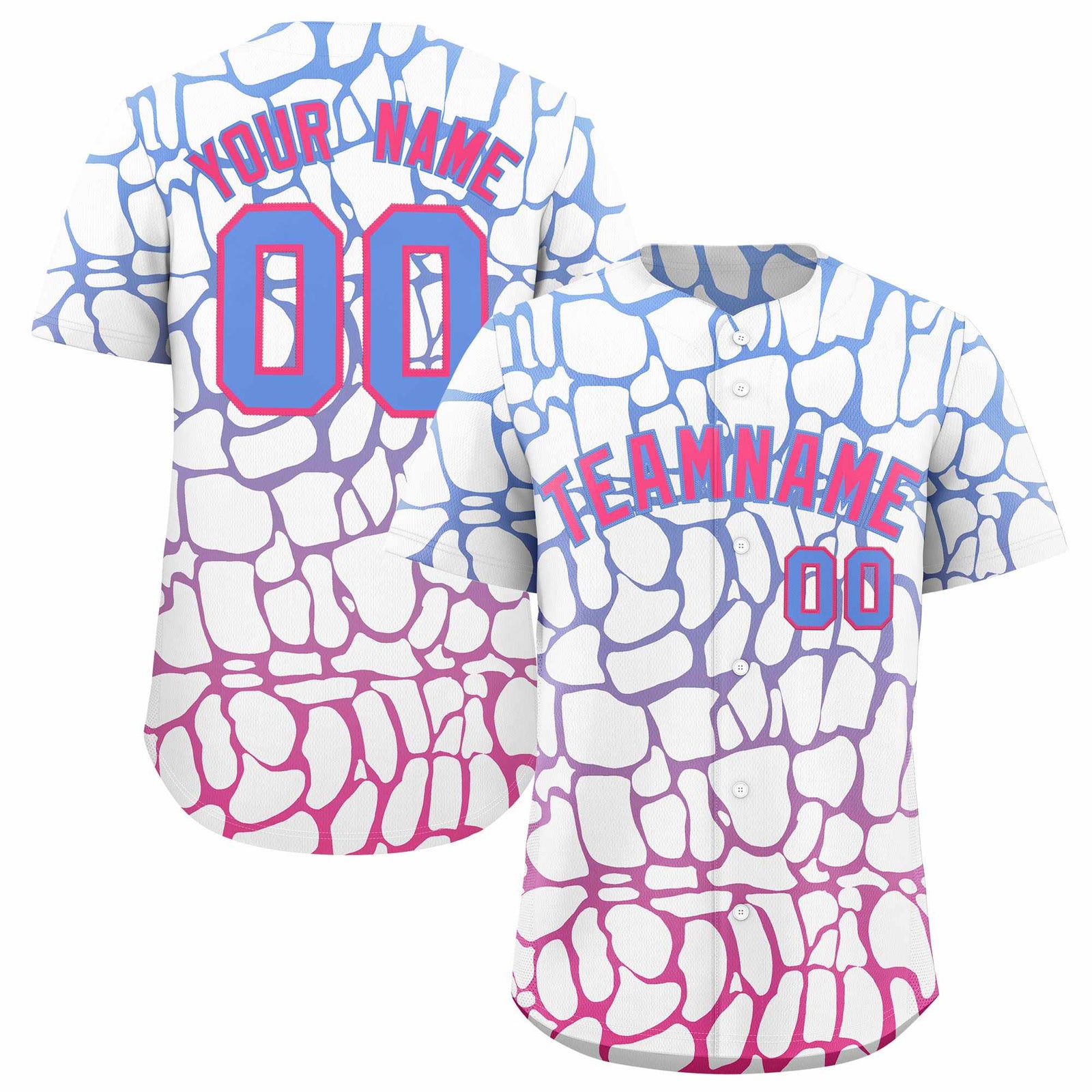 Custom Light Blue Pink Giraffe Graffiti Pattern Authentic Baseball Jersey