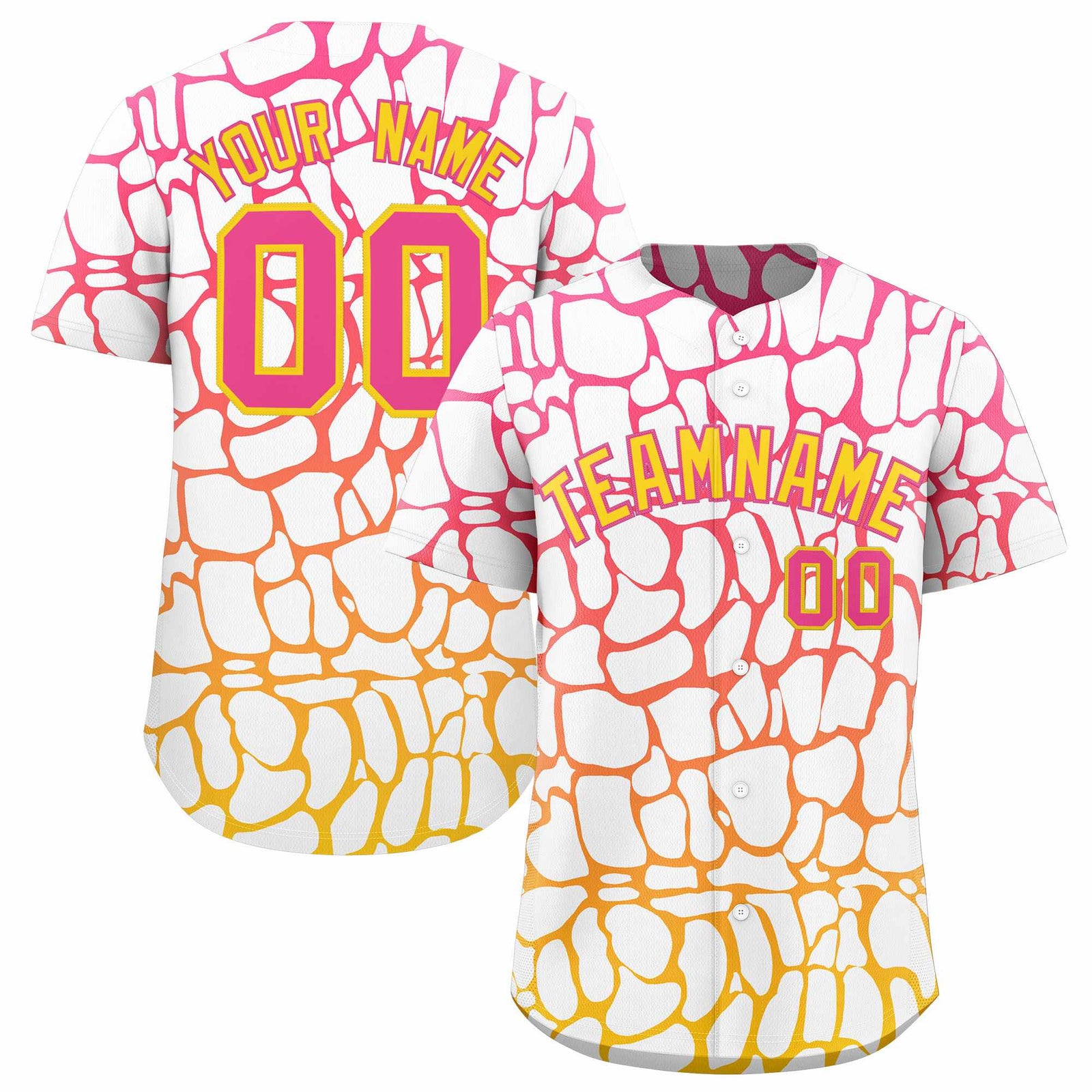 Custom Pink Gold Giraffe Graffiti Pattern Authentic Baseball Jersey