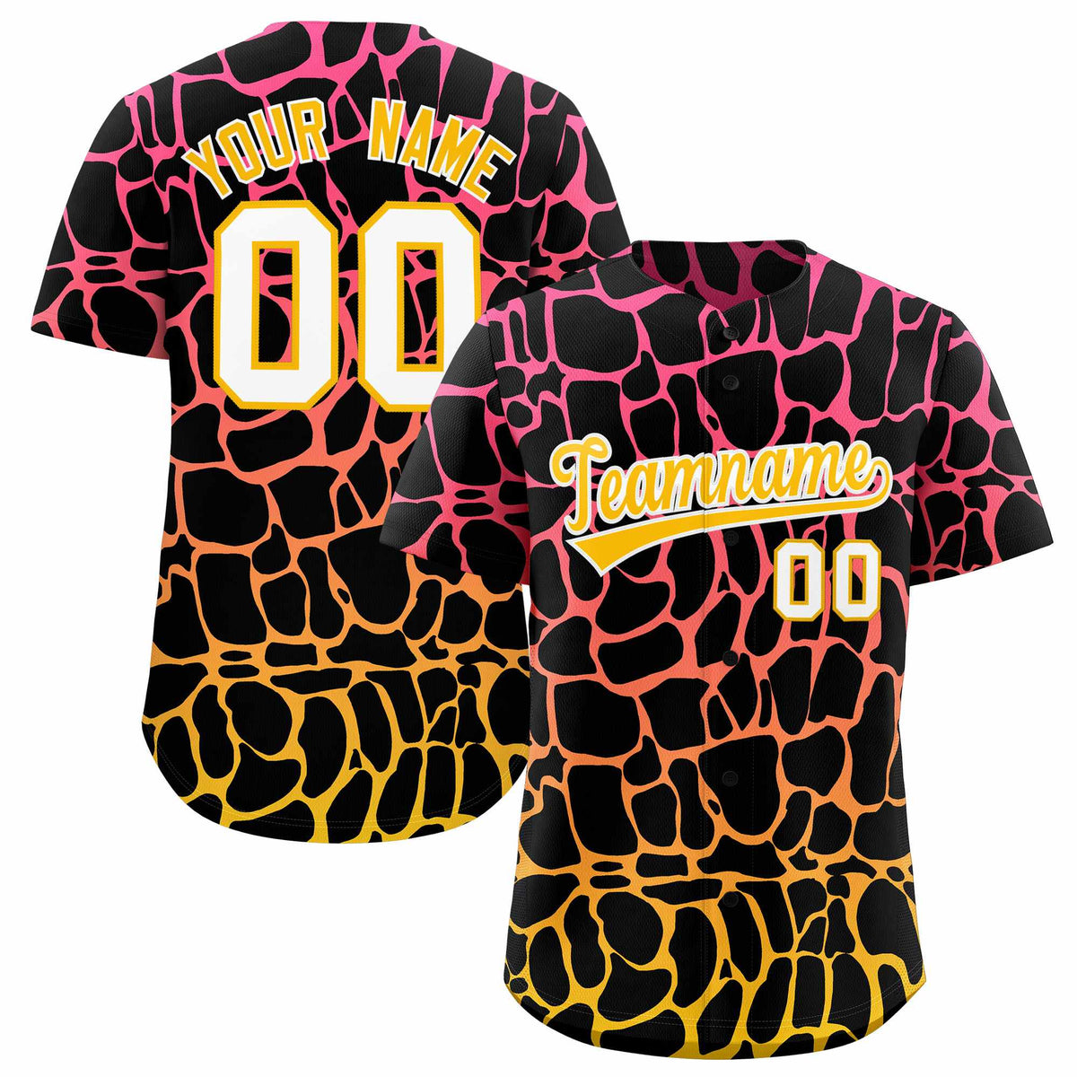 Custom Pink Gold Giraffe Graffiti Pattern Authentic Baseball Jersey