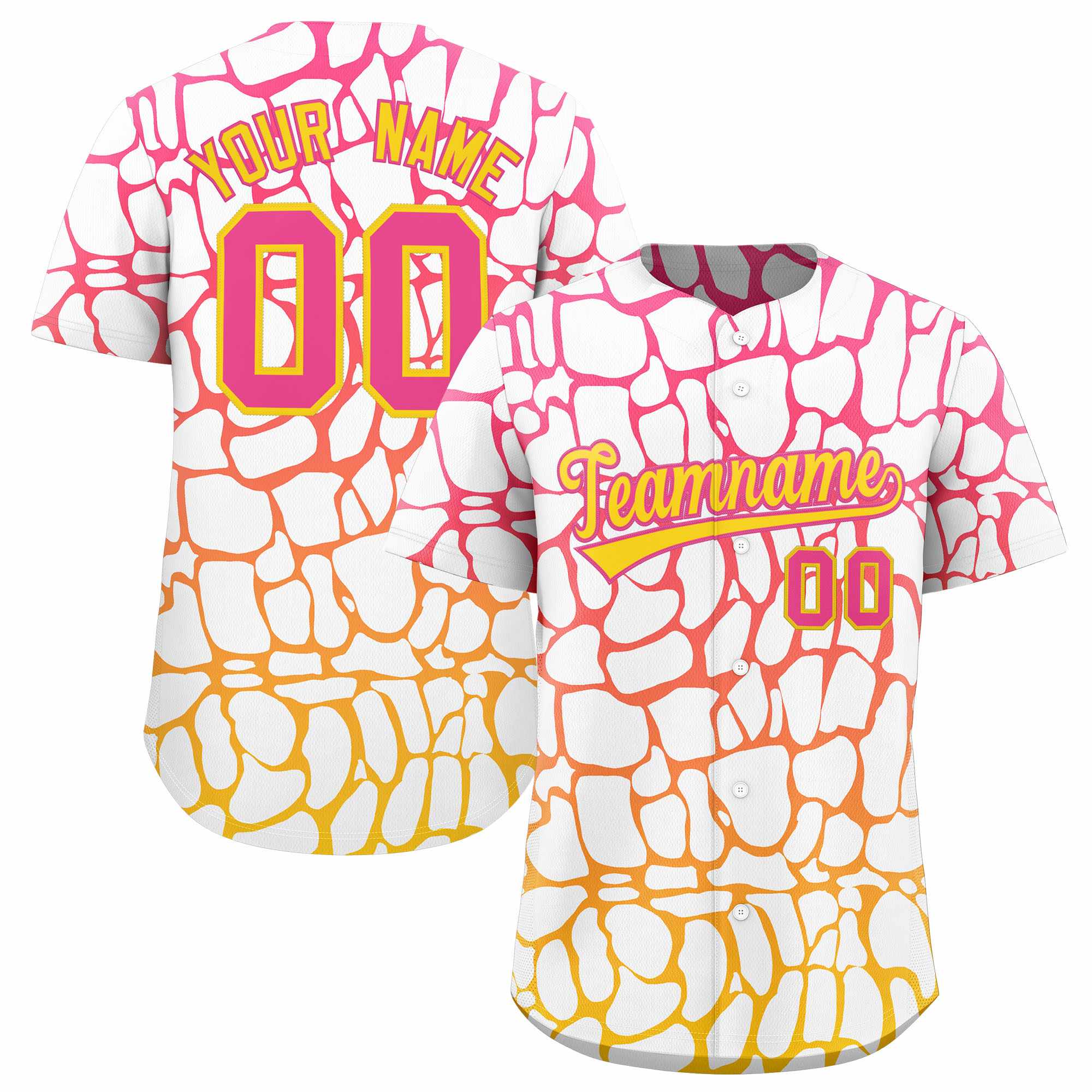 Custom Pink Gold Giraffe Graffiti Pattern Authentic Baseball Jersey
