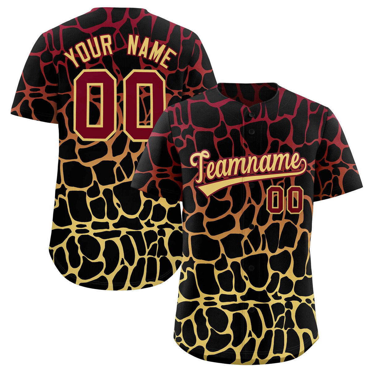 Custom Crimson Khaki Giraffe Graffiti Pattern Authentic Baseball Jersey