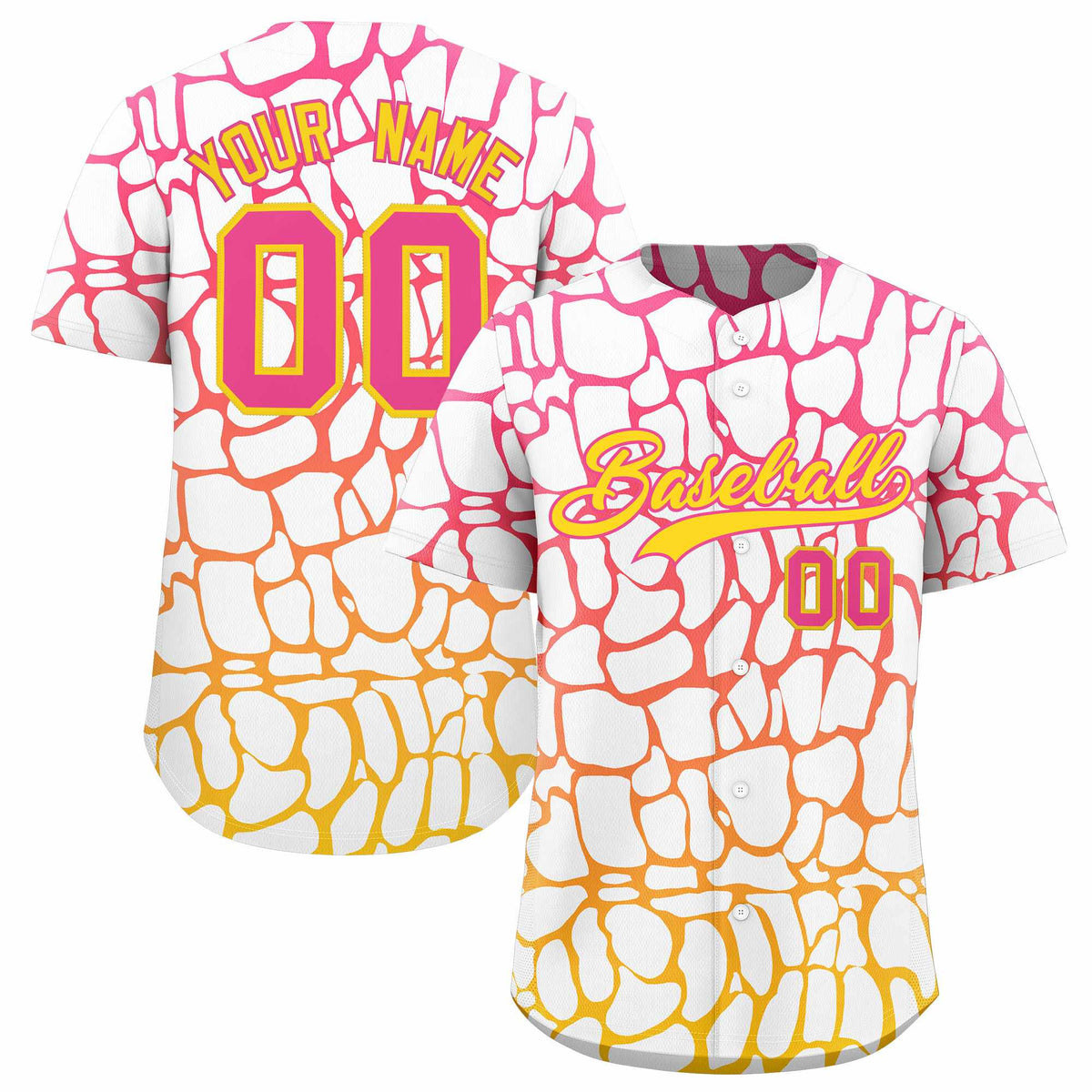 Custom Pink Gold Giraffe Graffiti Pattern Authentic Baseball Jersey
