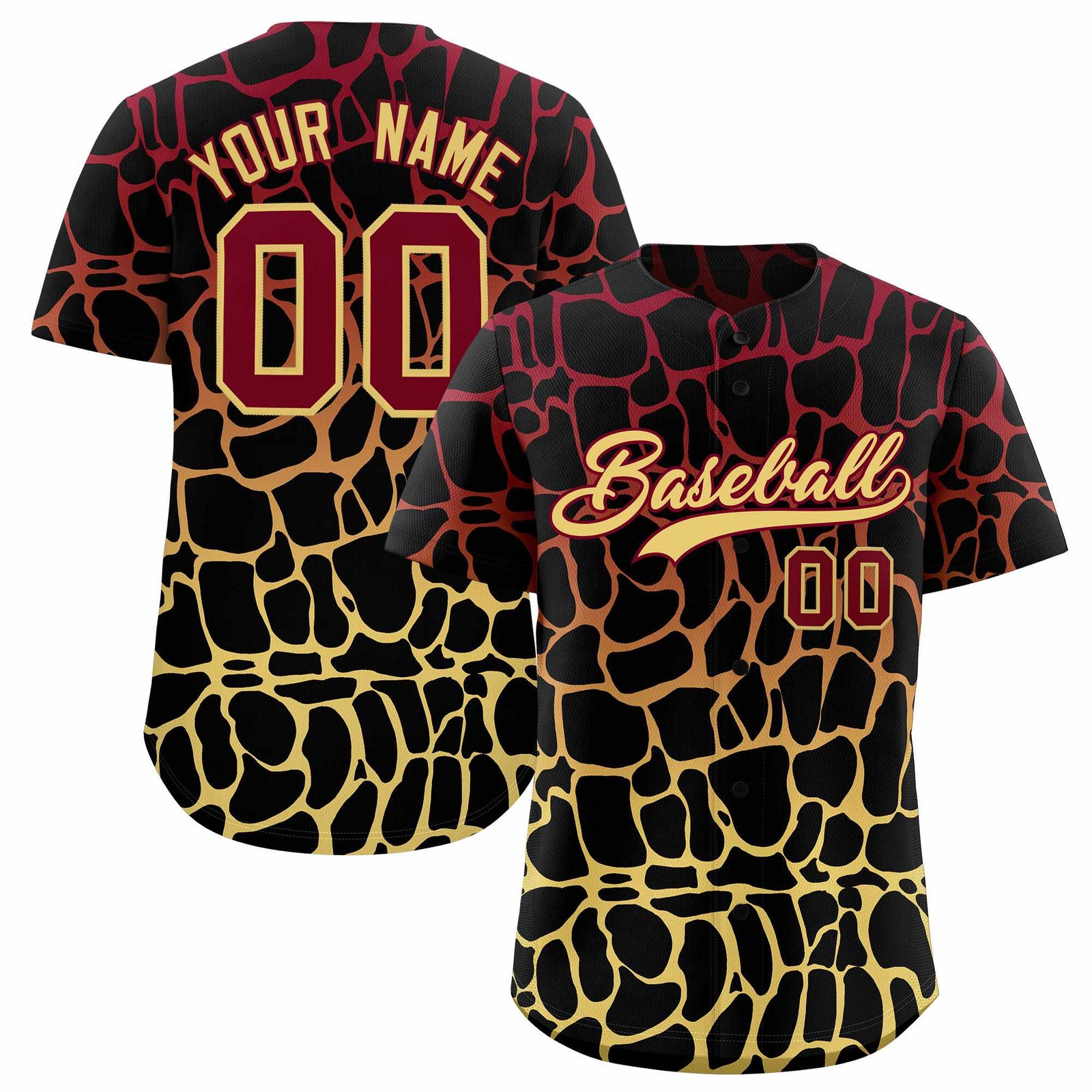 Custom Crimson Khaki Giraffe Graffiti Pattern Authentic Baseball Jersey
