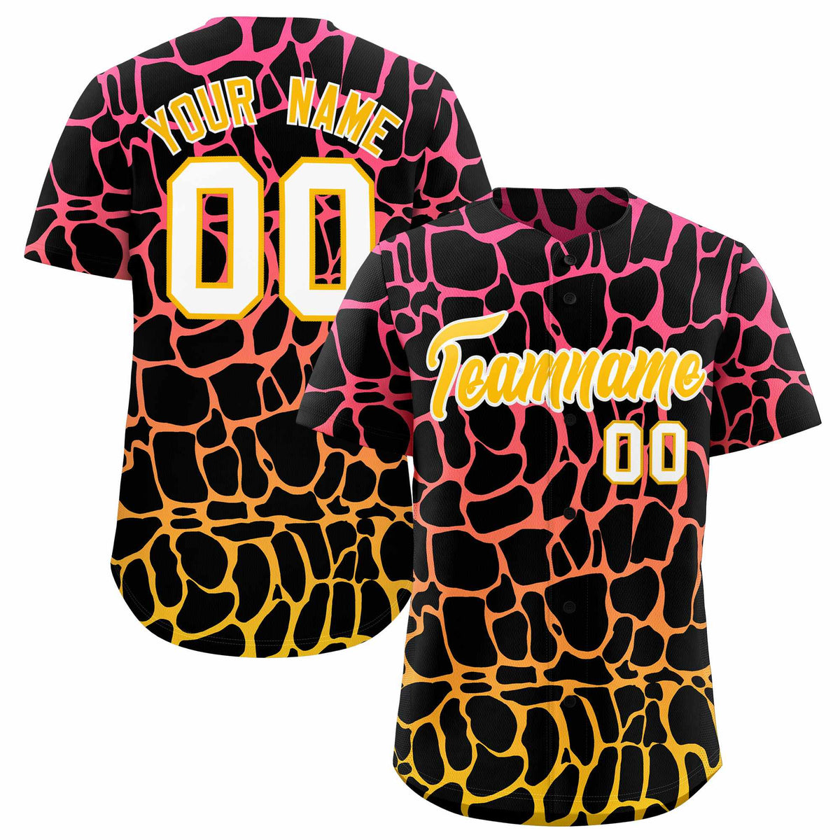 Custom Pink Gold Giraffe Graffiti Pattern Authentic Baseball Jersey