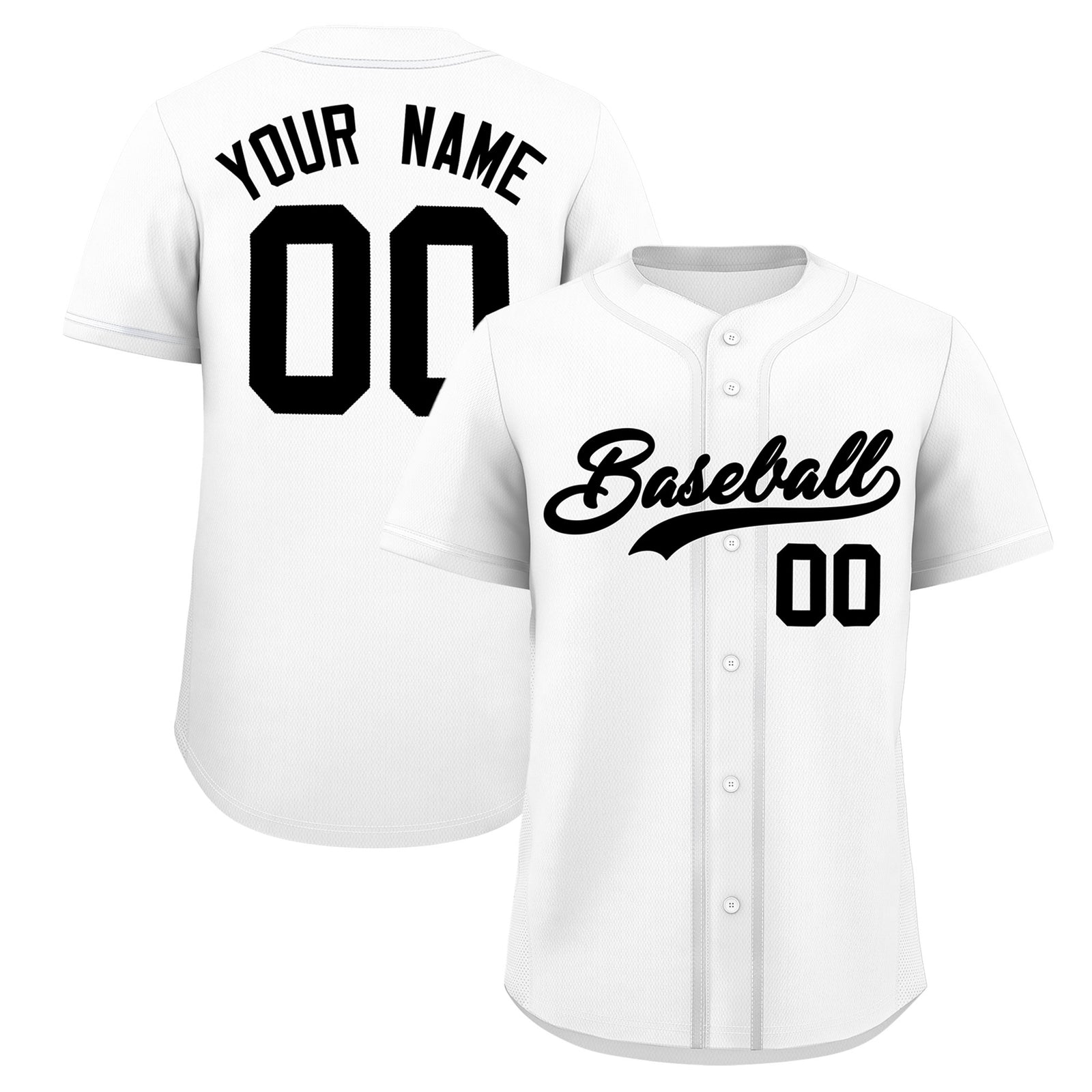 Custom White Classic Solid Color Personalized Baseball Jersey
