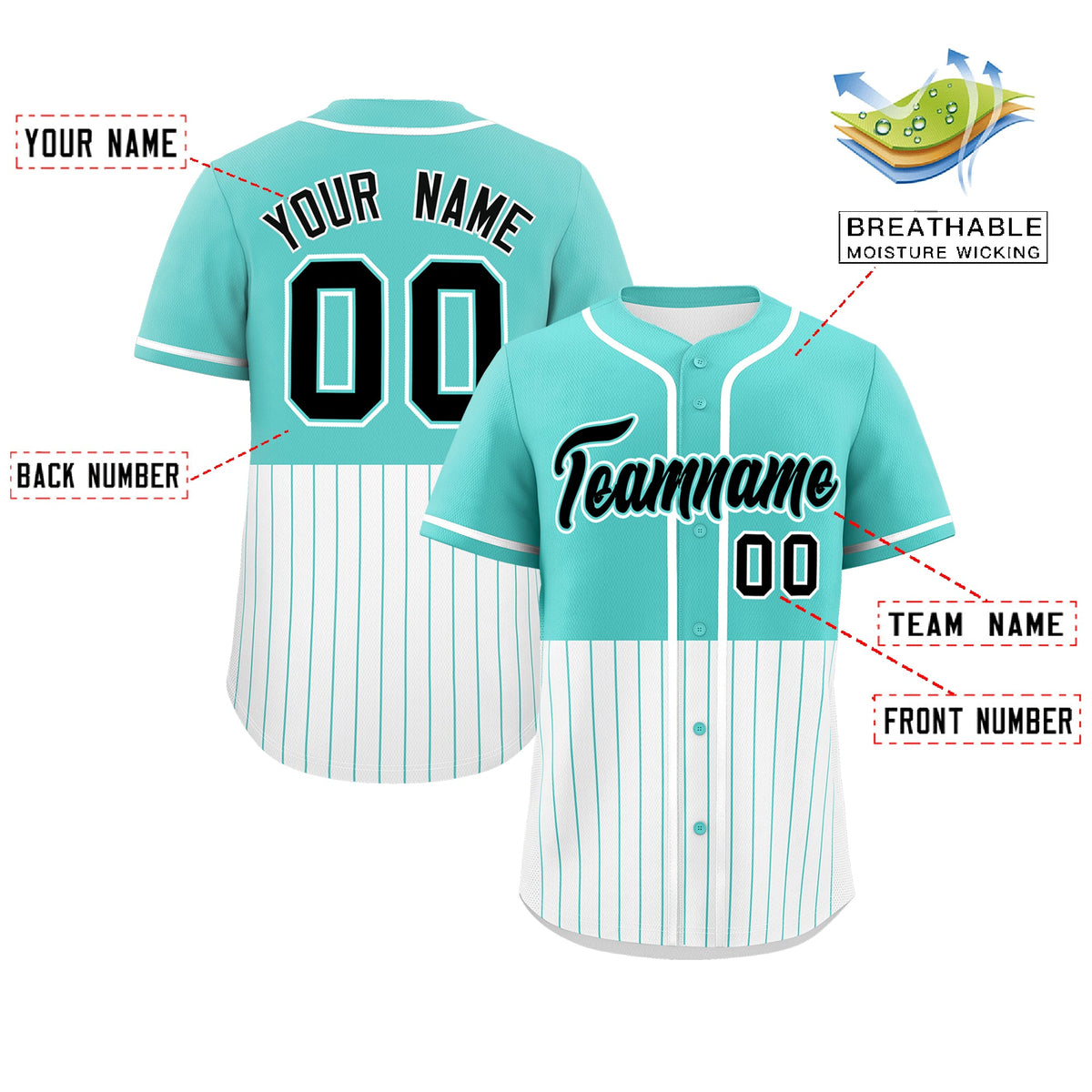 Custom Bright Green White Personalized Half Stripe Design Authentic Baseball Jersey