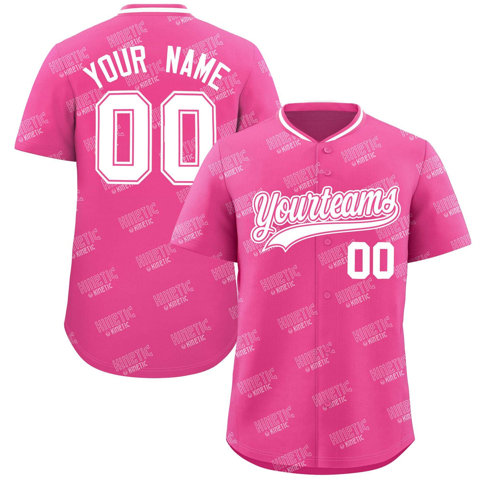 Custom Pink White Full Button Text Graffiti Pattern Authentic Baseball Jersey