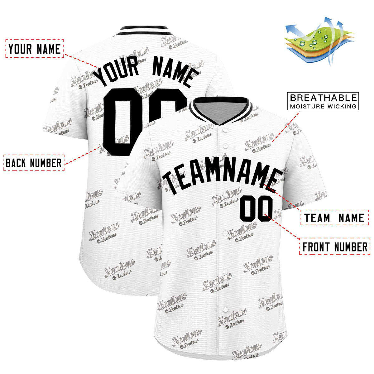 Custom White Black Full Button Text Graffiti Pattern Authentic Baseball Jersey