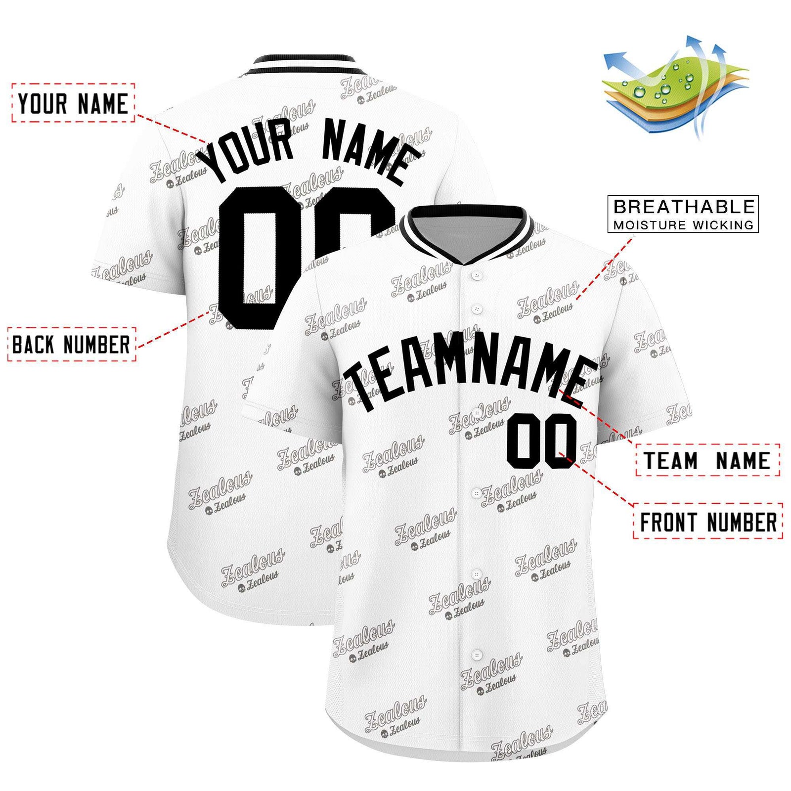 Custom White Black Full Button Text Graffiti Pattern Authentic Baseball Jersey