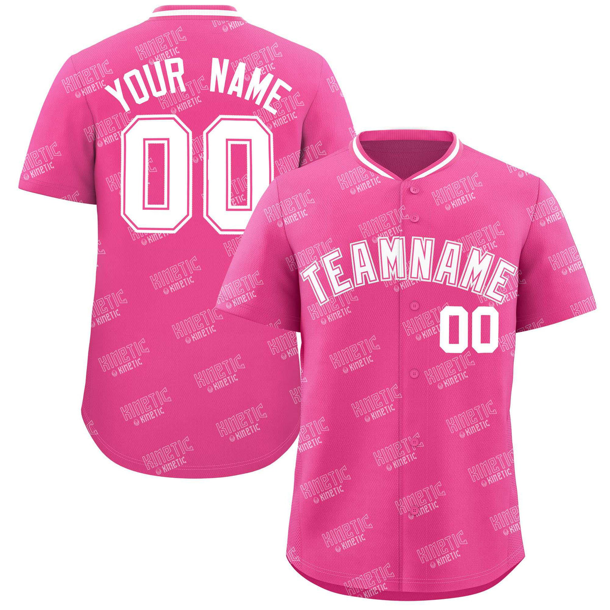 Custom Pink White Full Button Text Graffiti Pattern Authentic Baseball Jersey