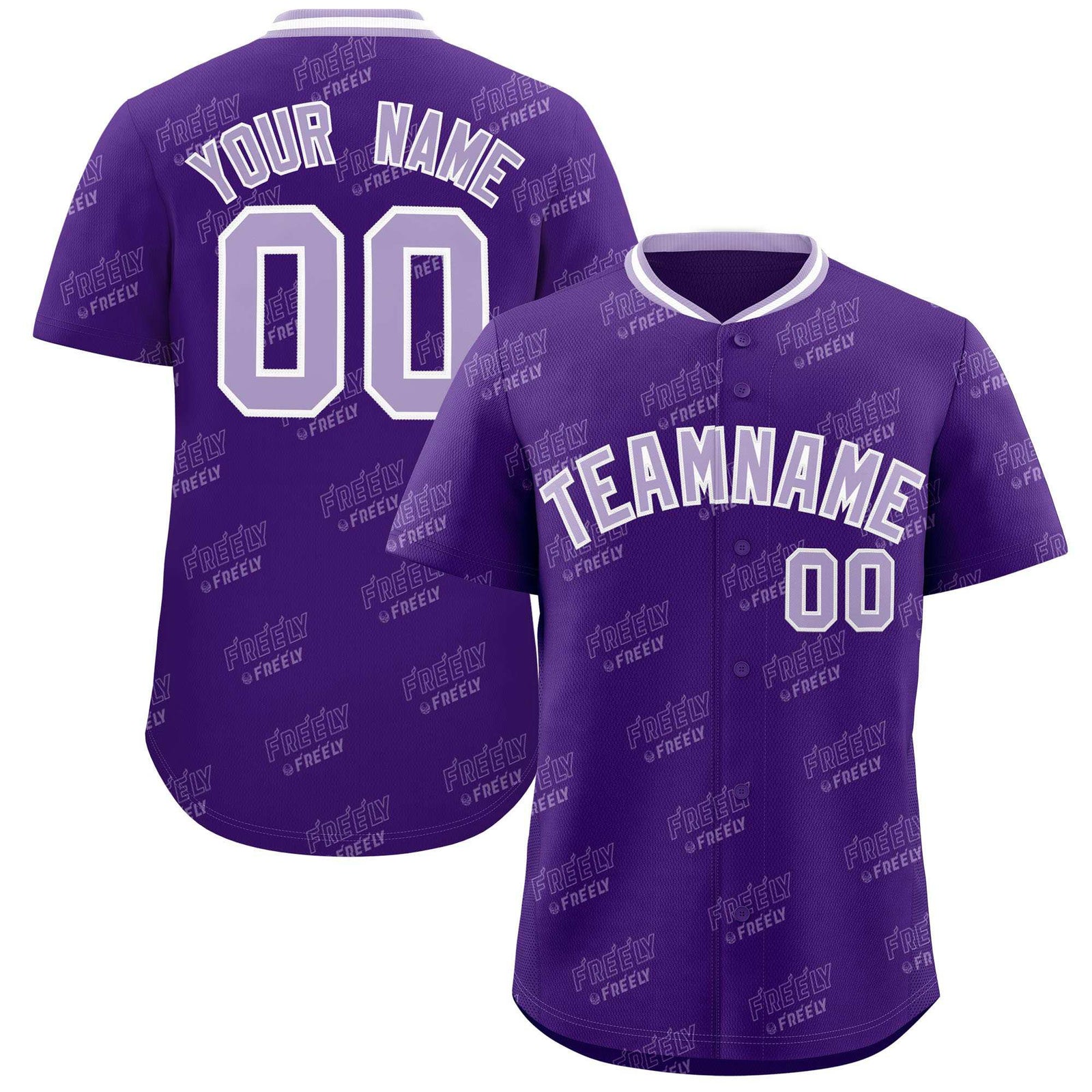 Custom Purple Light Purple Full Button Text Graffiti Pattern Authentic Baseball Jersey