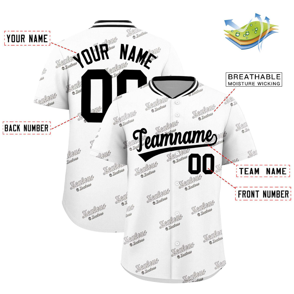 Custom White Black Full Button Text Graffiti Pattern Authentic Baseball Jersey