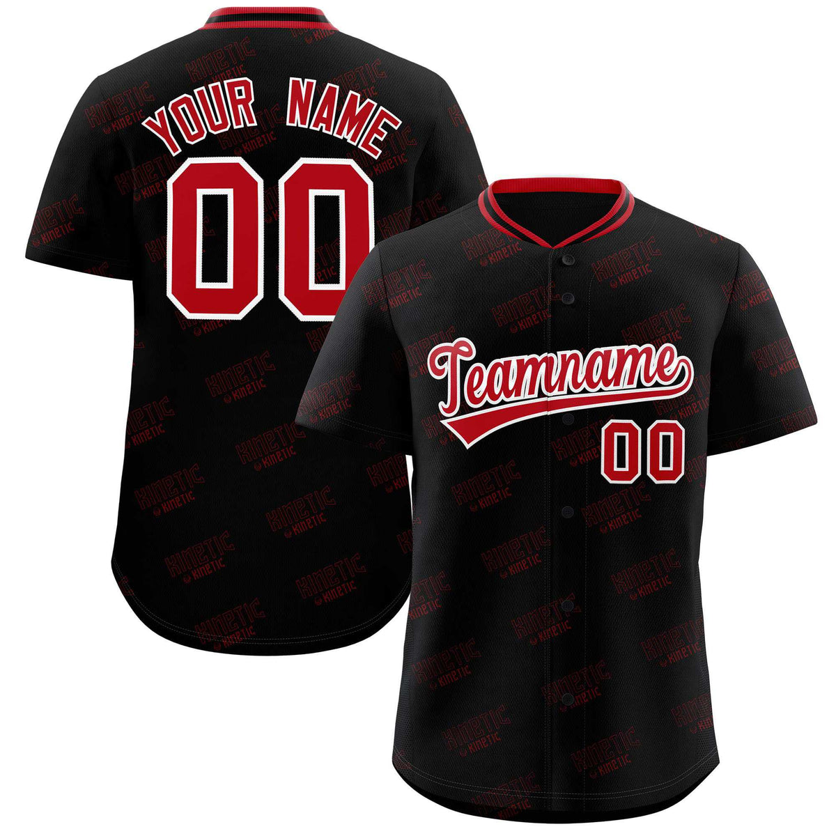 Custom Black Red Full Button Text Graffiti Pattern Authentic Baseball Jersey