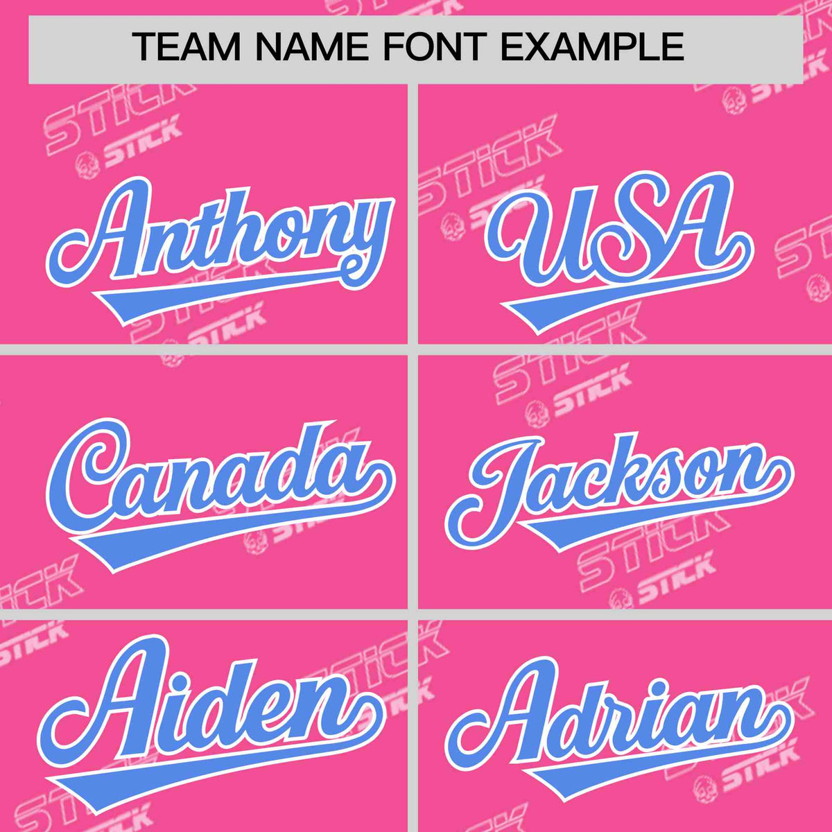 Custom Pink Powder Blue Full Button Text Graffiti Pattern Authentic Baseball Jersey