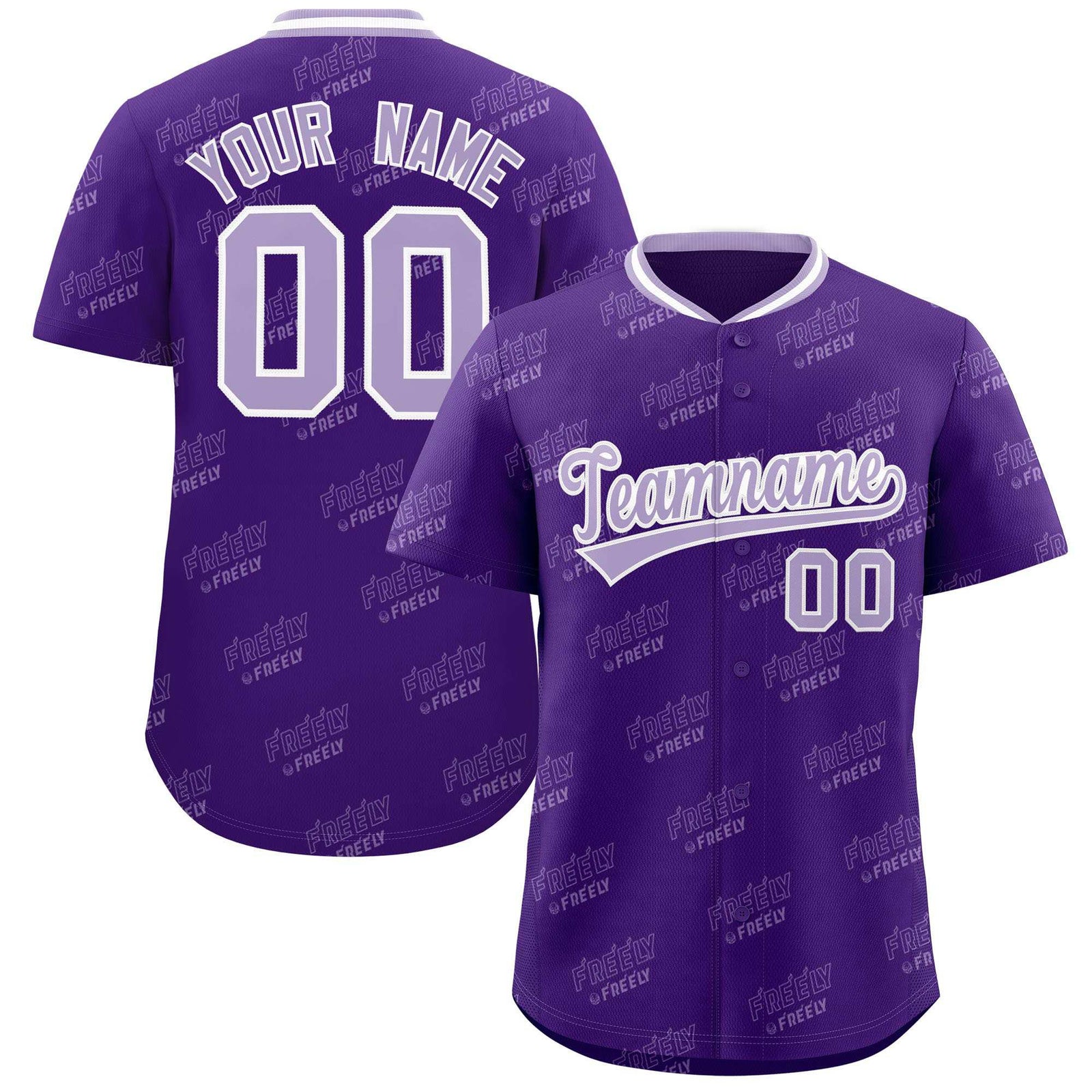 Custom Purple Light Purple Full Button Text Graffiti Pattern Authentic Baseball Jersey