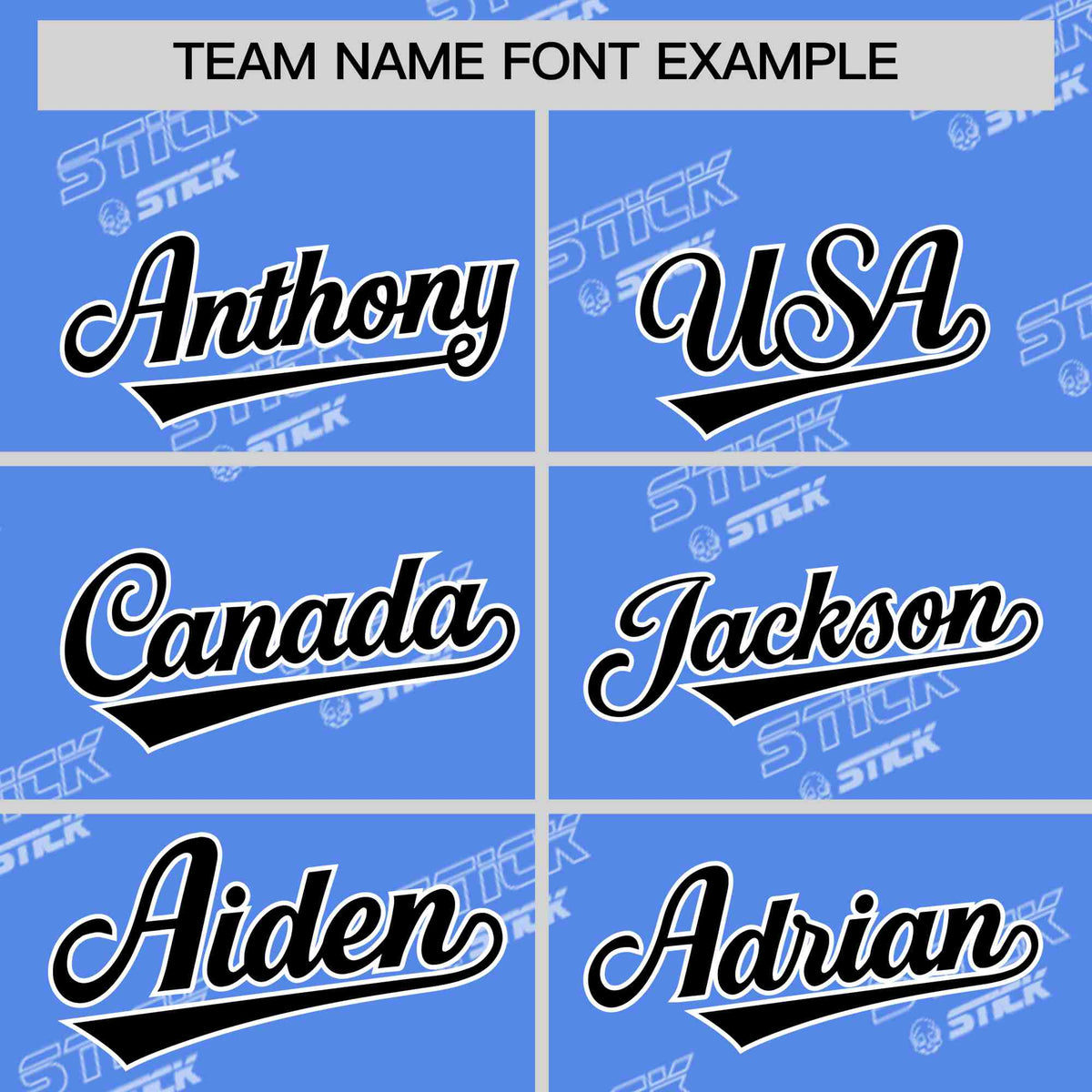 Custom Powder Blue Black Full Button Text Graffiti Pattern Authentic Baseball Jersey