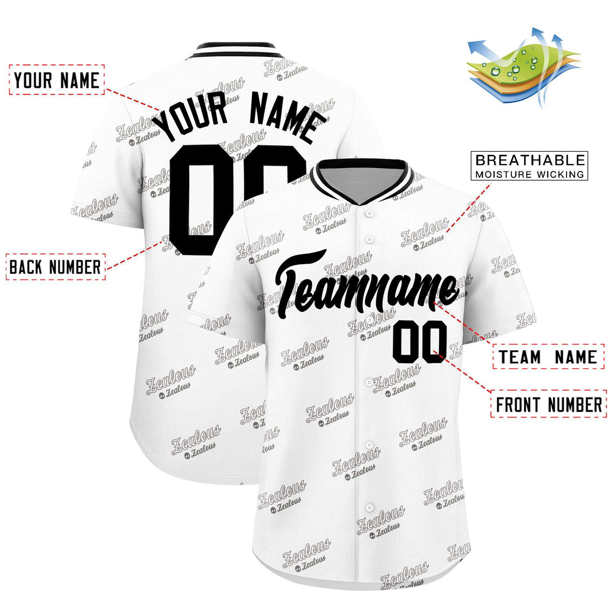 Custom White Black Full Button Text Graffiti Pattern Authentic Baseball Jersey