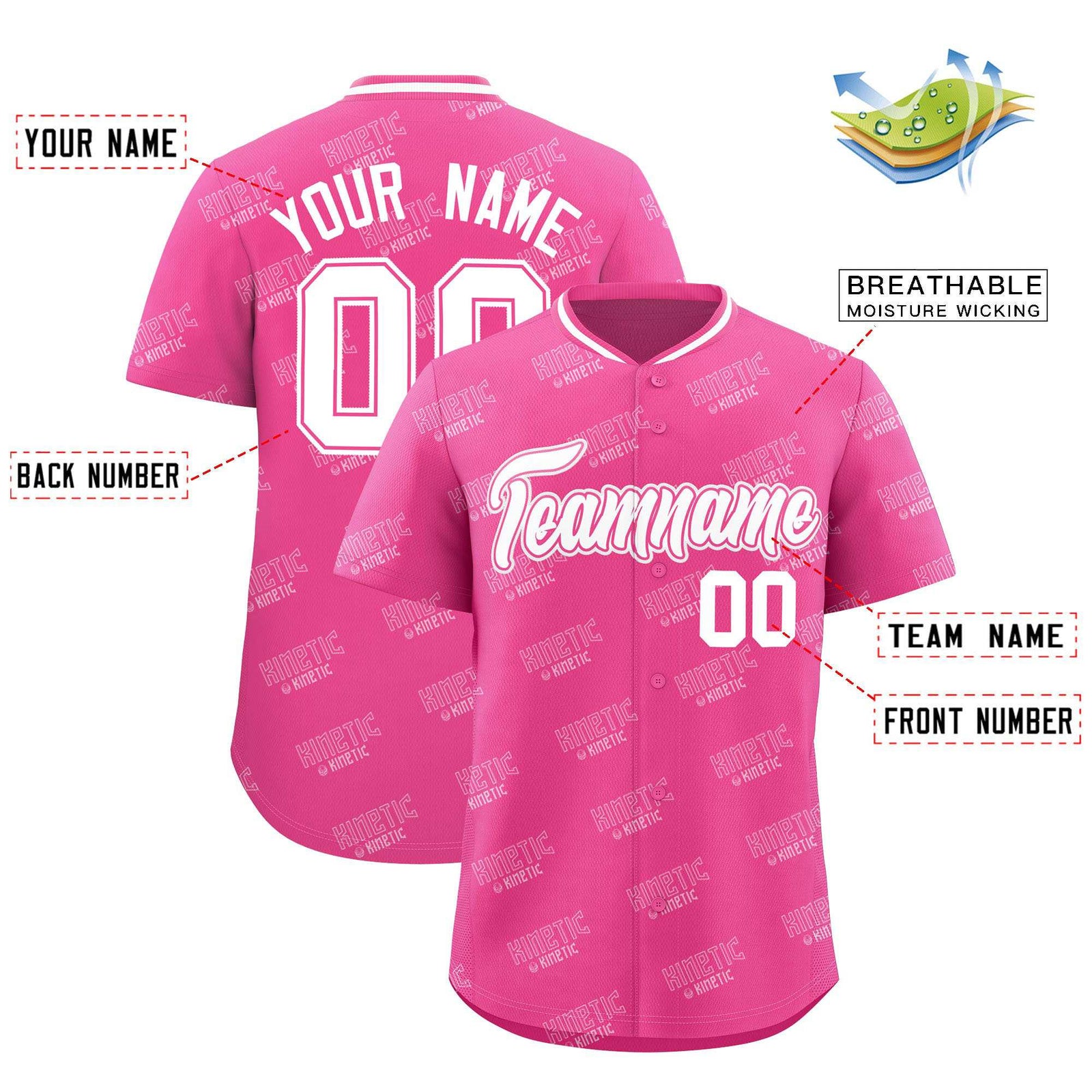 Custom Pink White Full Button Text Graffiti Pattern Authentic Baseball Jersey