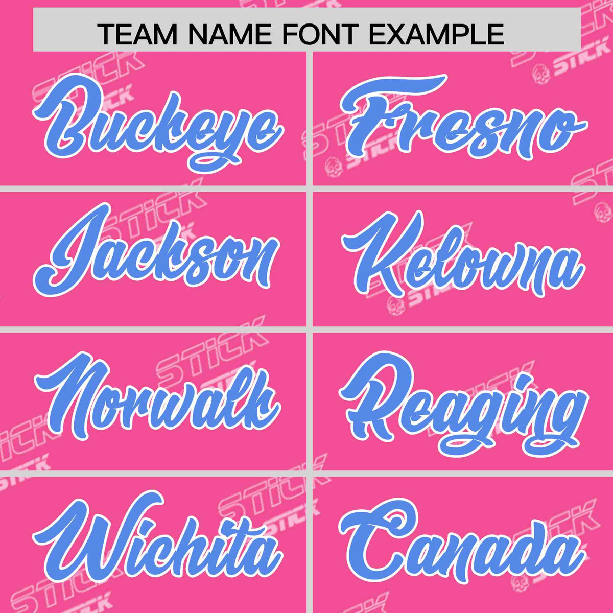 Custom Pink Powder Blue Full Button Text Graffiti Pattern Authentic Baseball Jersey