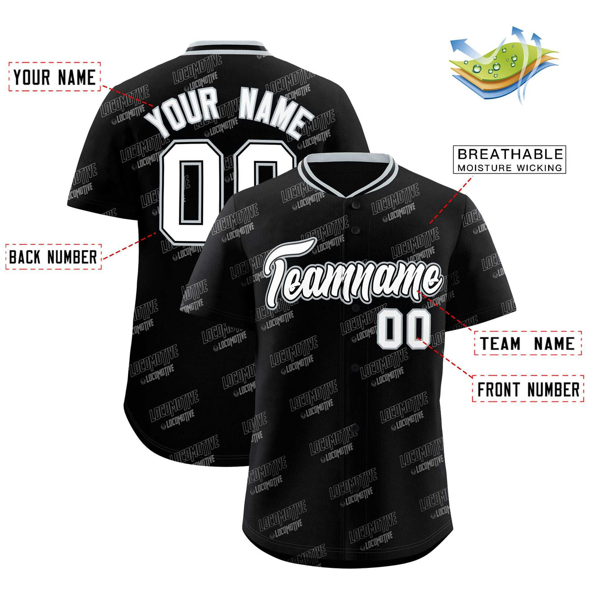 Custom Black Silver Full Button Text Graffiti Pattern Authentic Baseball Jersey