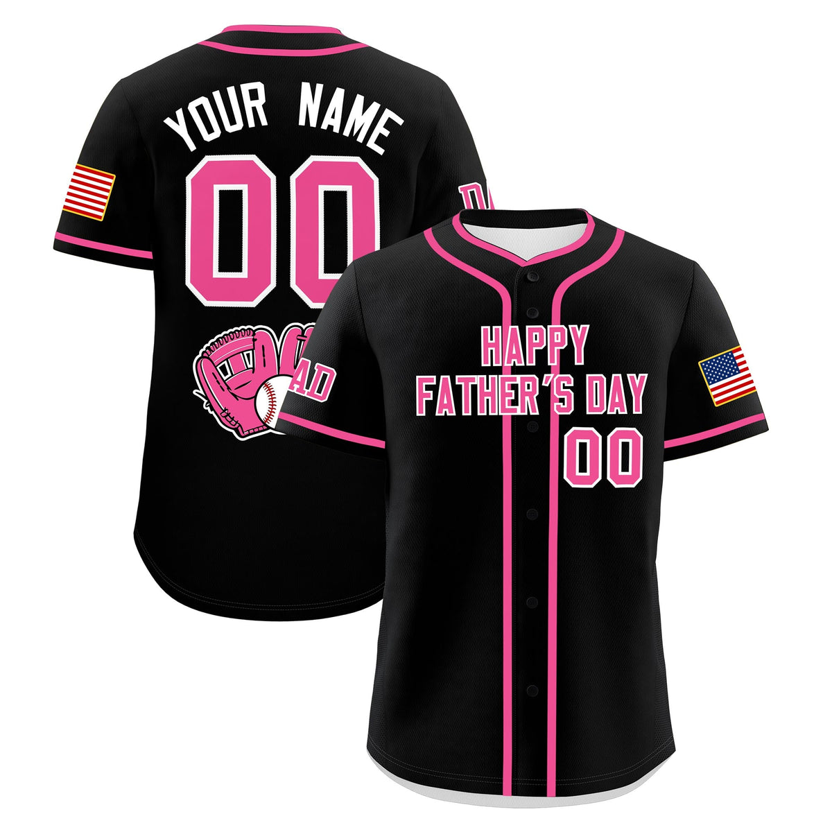 Custom Black Pink White Classic Style Father's Day Quick Dry Baseball Jersey| KXKSHOP