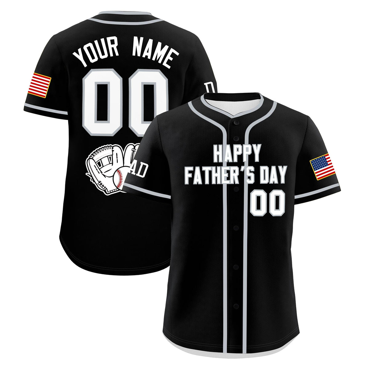 Custom Black White Gray Classic Style Father's Day Quick Dry Baseball Jersey| KXKSHOP
