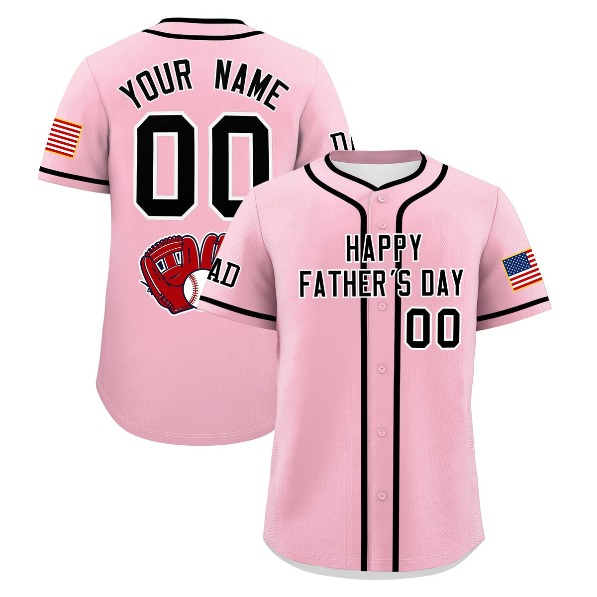 Custom Light Pink Black White Classic Style Father's Day Quick Dry Baseball Jersey| KXKSHOP