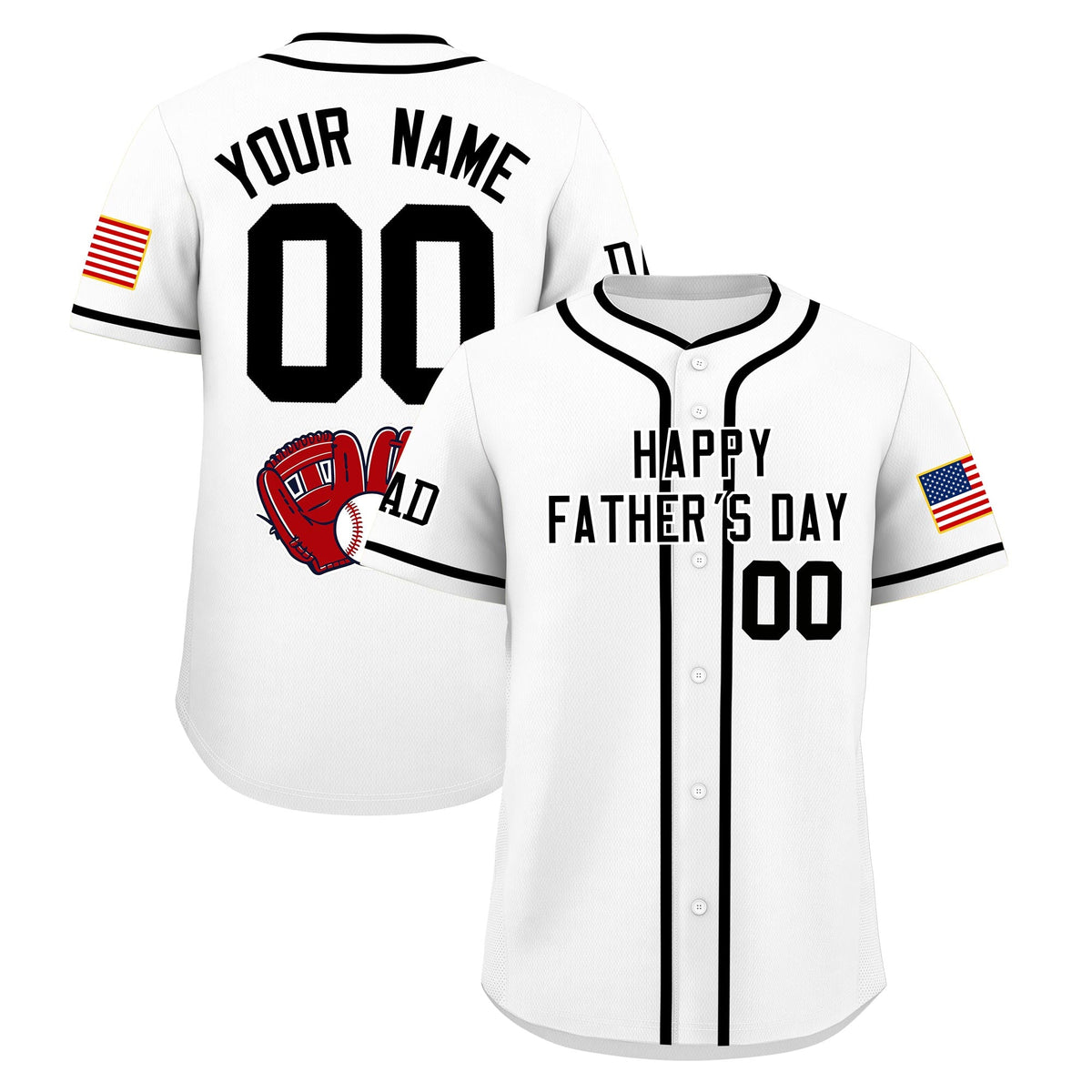 Custom White Black Classic Style Father's Day Quick Dry Baseball Jersey| KXKSHOP