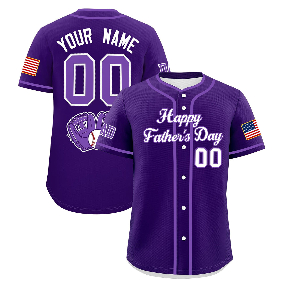 Custom Purple White Classic Style Father's Day Quick Dry Baseball Jersey| KXKSHOP