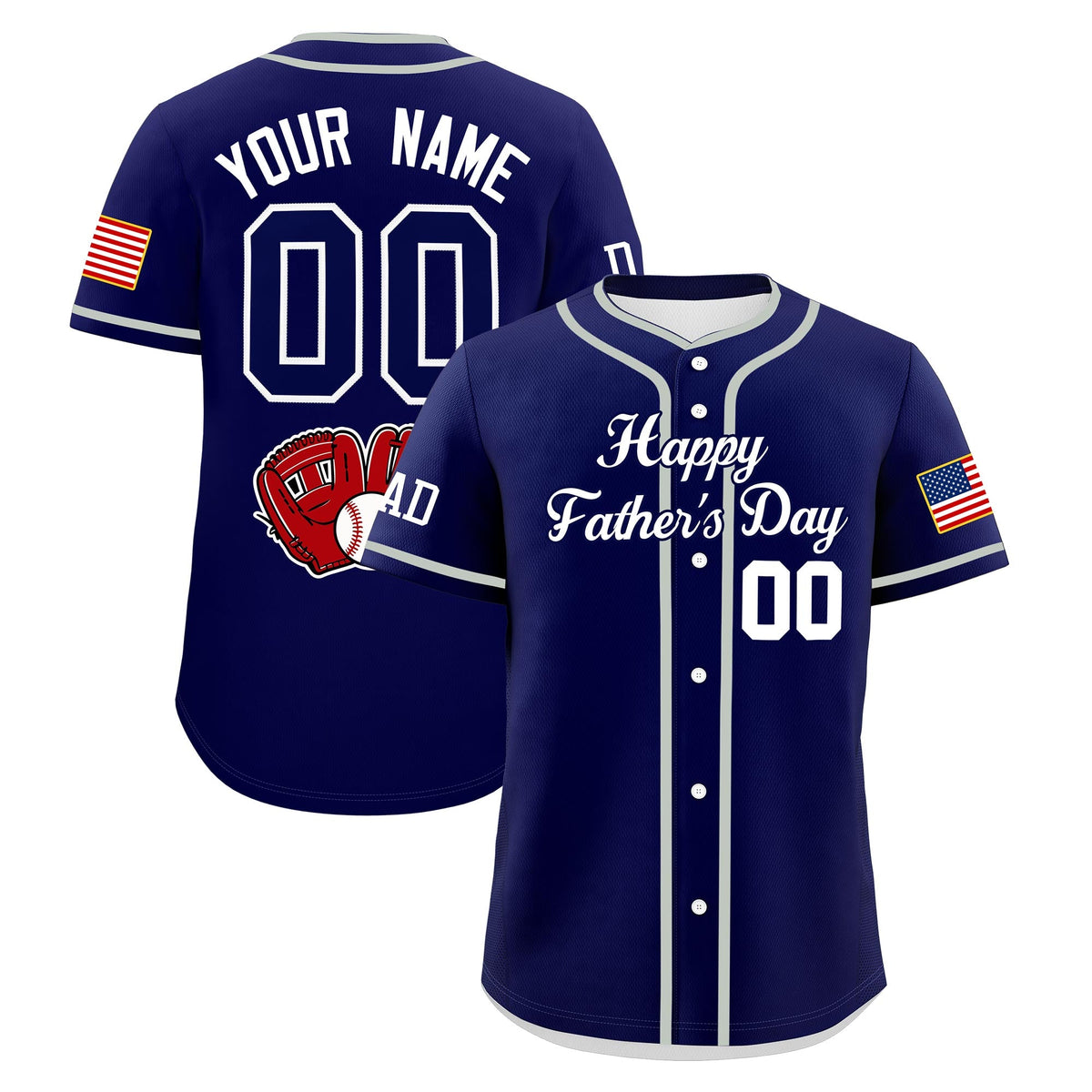 Custom Dark Blue White Classic Style Father's Day Quick Dry Baseball Jersey| KXKSHOP
