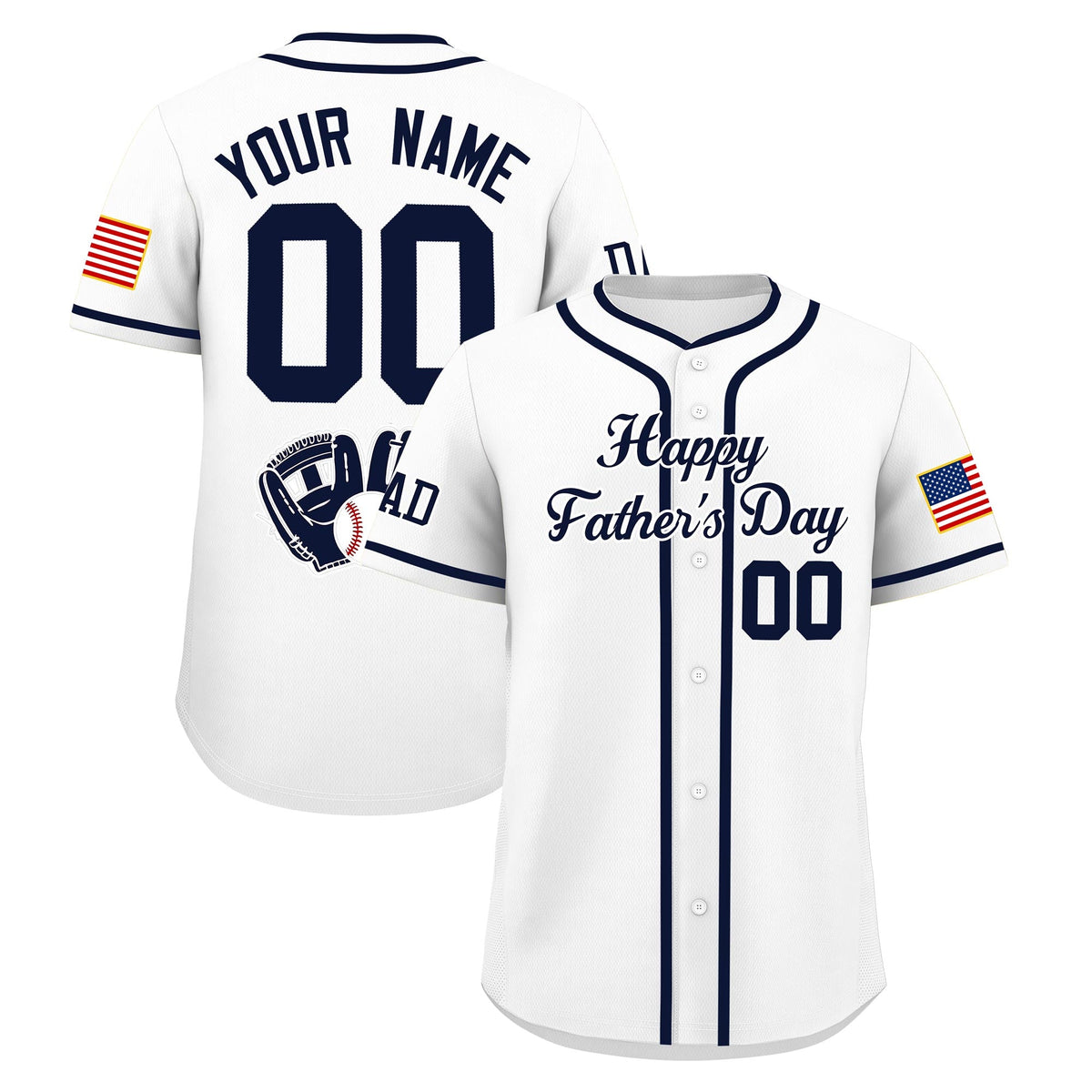 Custom White Navy Classic Style Father's Day Quick Dry Baseball Jersey| KXKSHOP